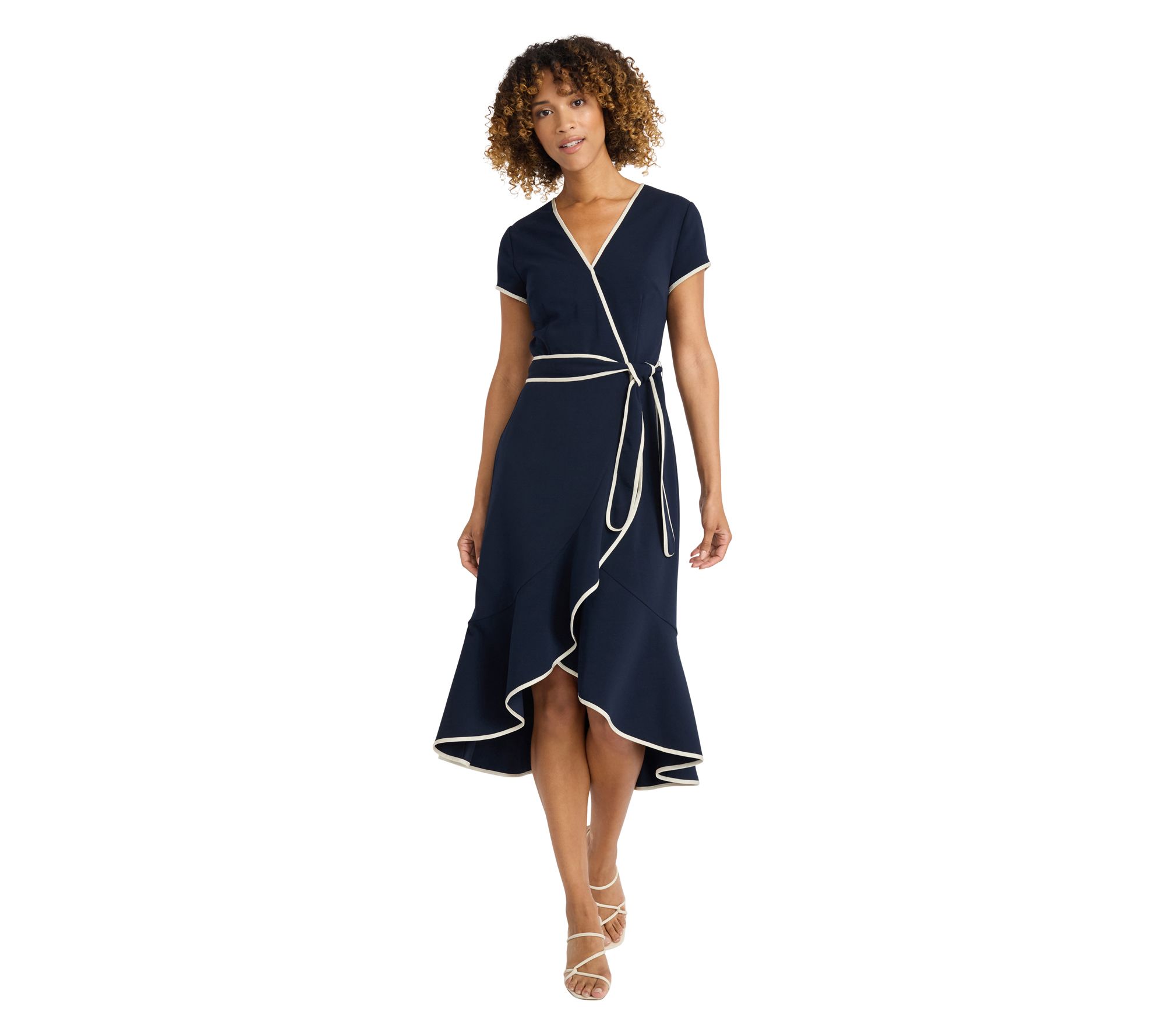 Maggy London Wrap Dress with Piping