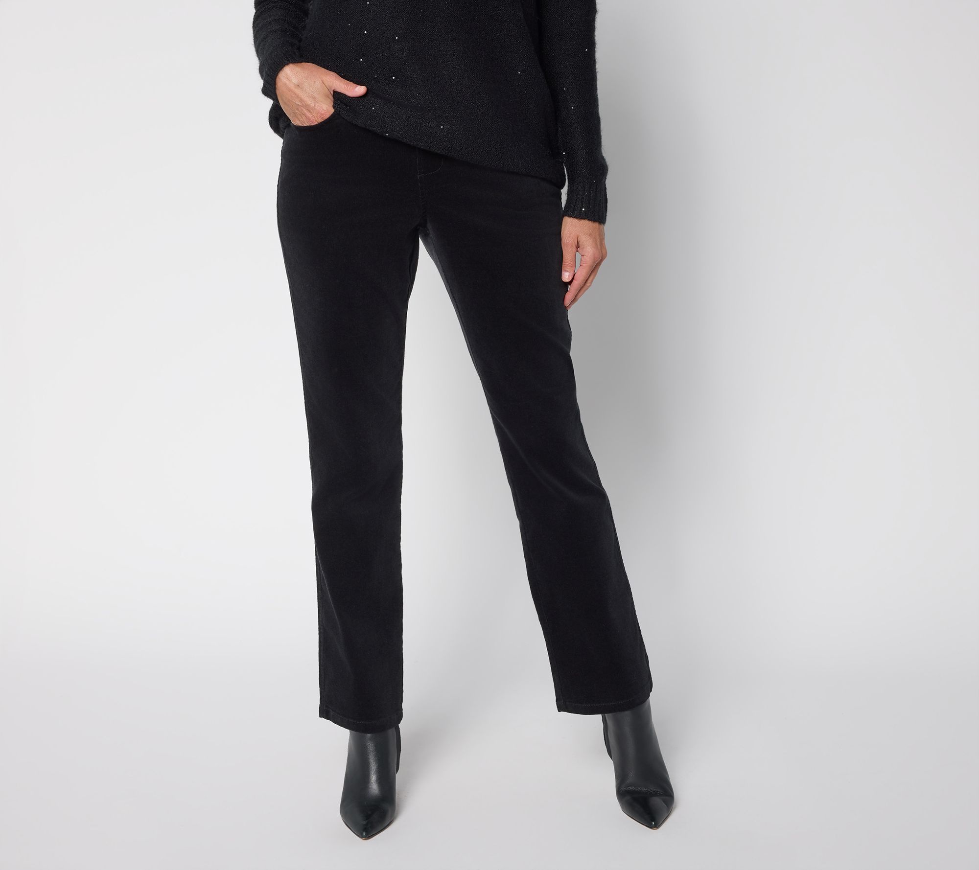 Belle by Kim Gravel Petite TripleLuxe Corduroy Straight Pant