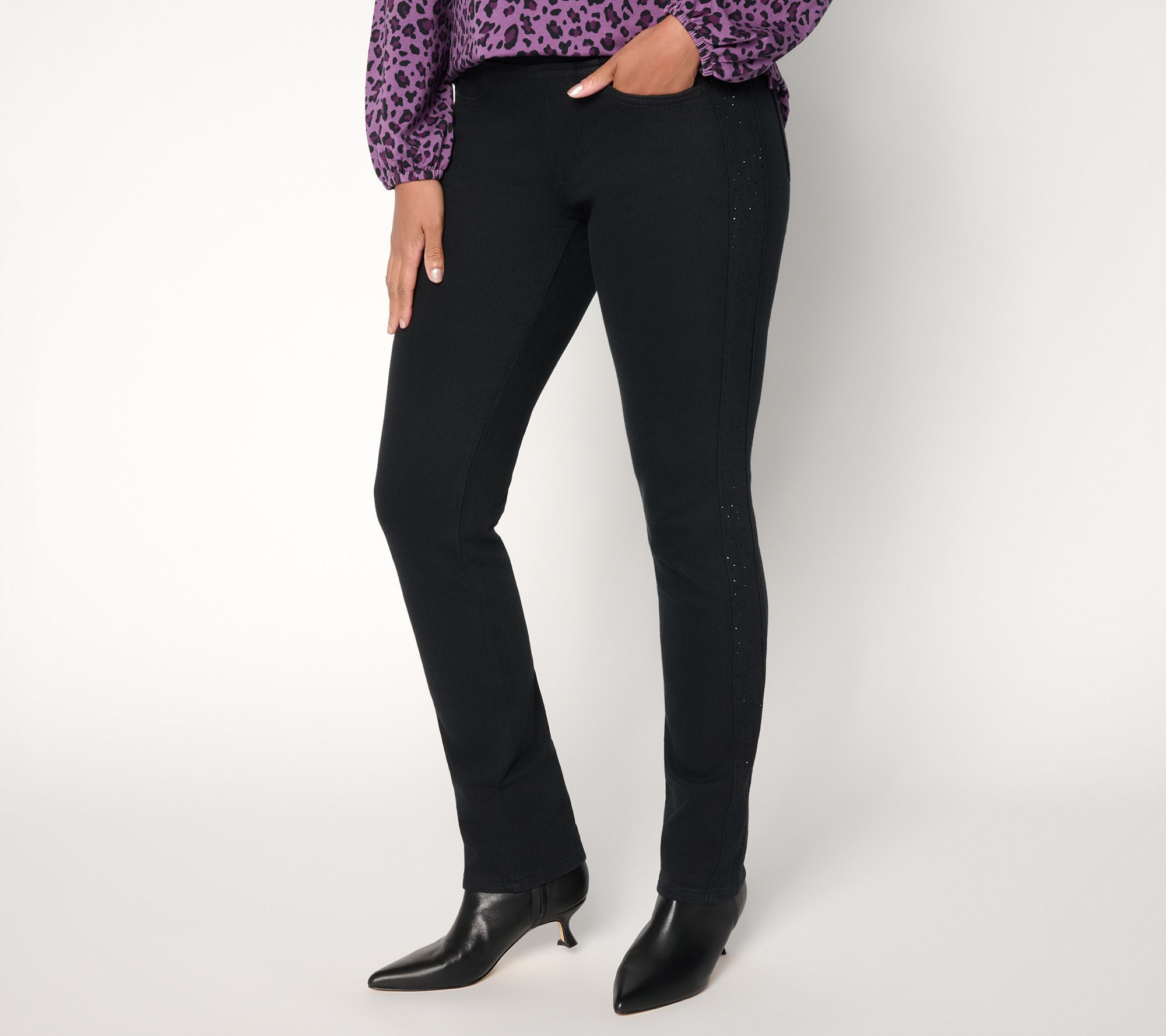 Belle by Kim Gravel Regular Flexibelle Side Sparkle Straight Jean