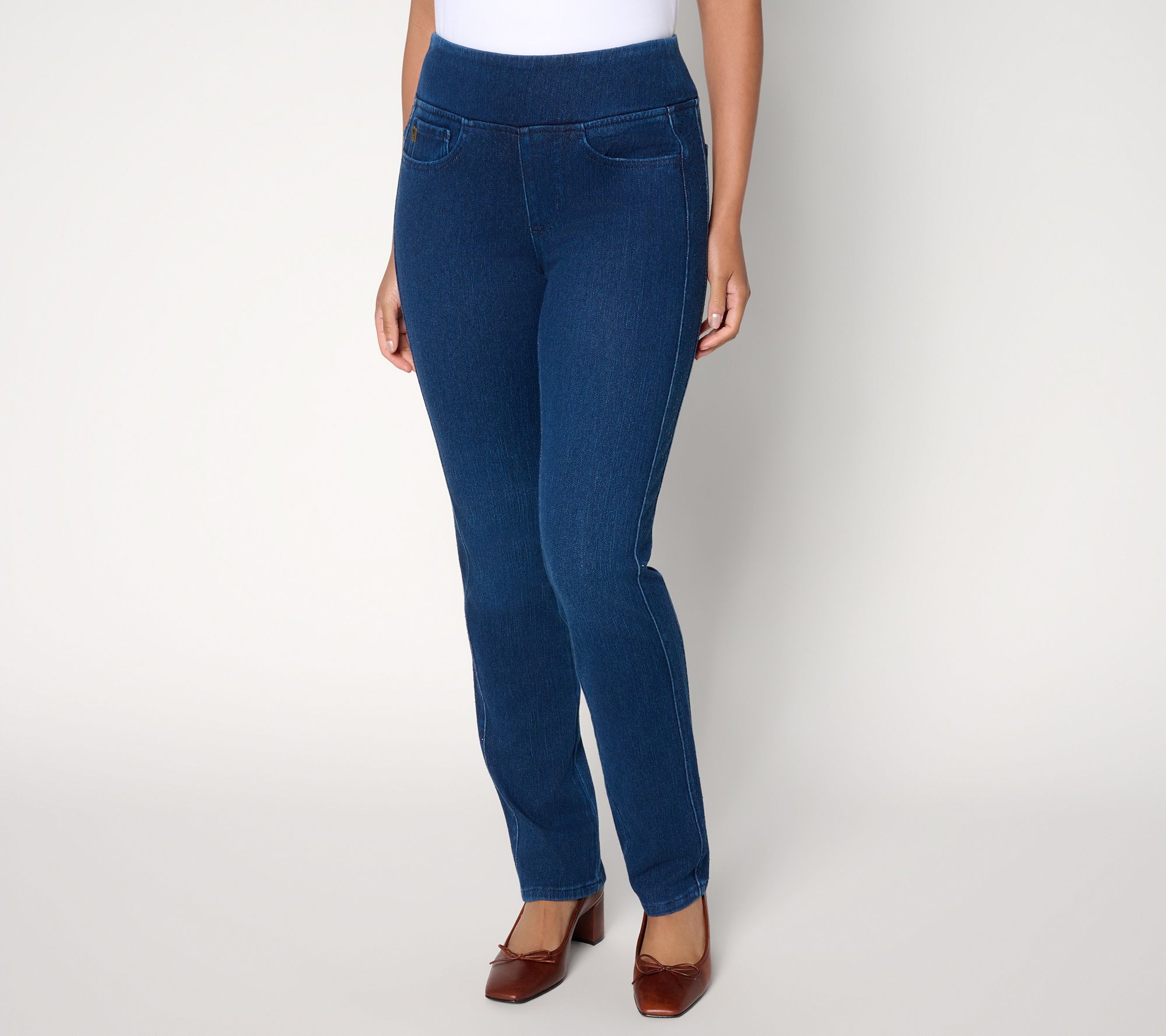 Belle by Kim Gravel Regular Flexibelle Side Sparkle Straight Jean