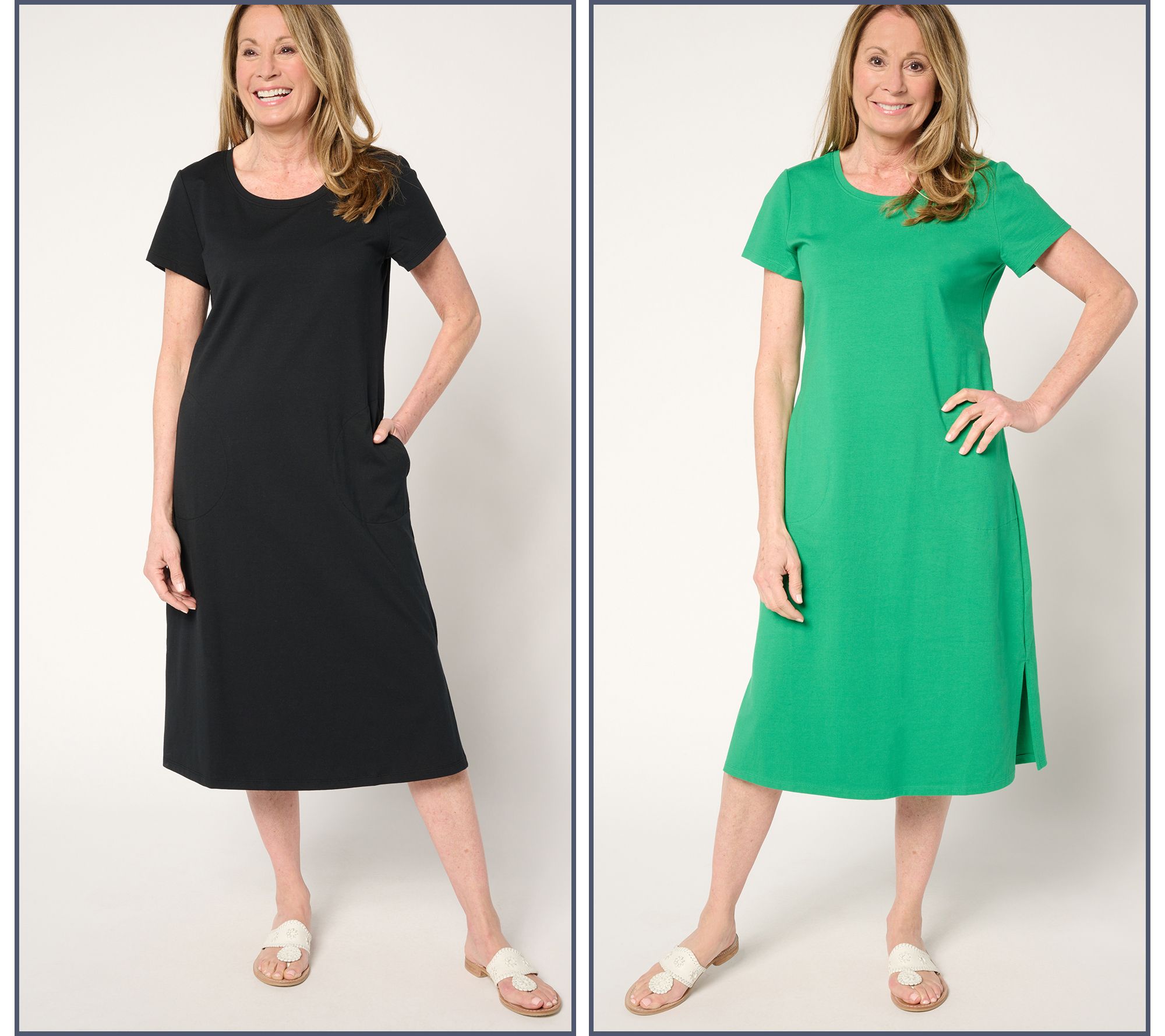 "As Is" Denim & Co. Essentials Regular Perfect Jersey 2-Pack Dresses