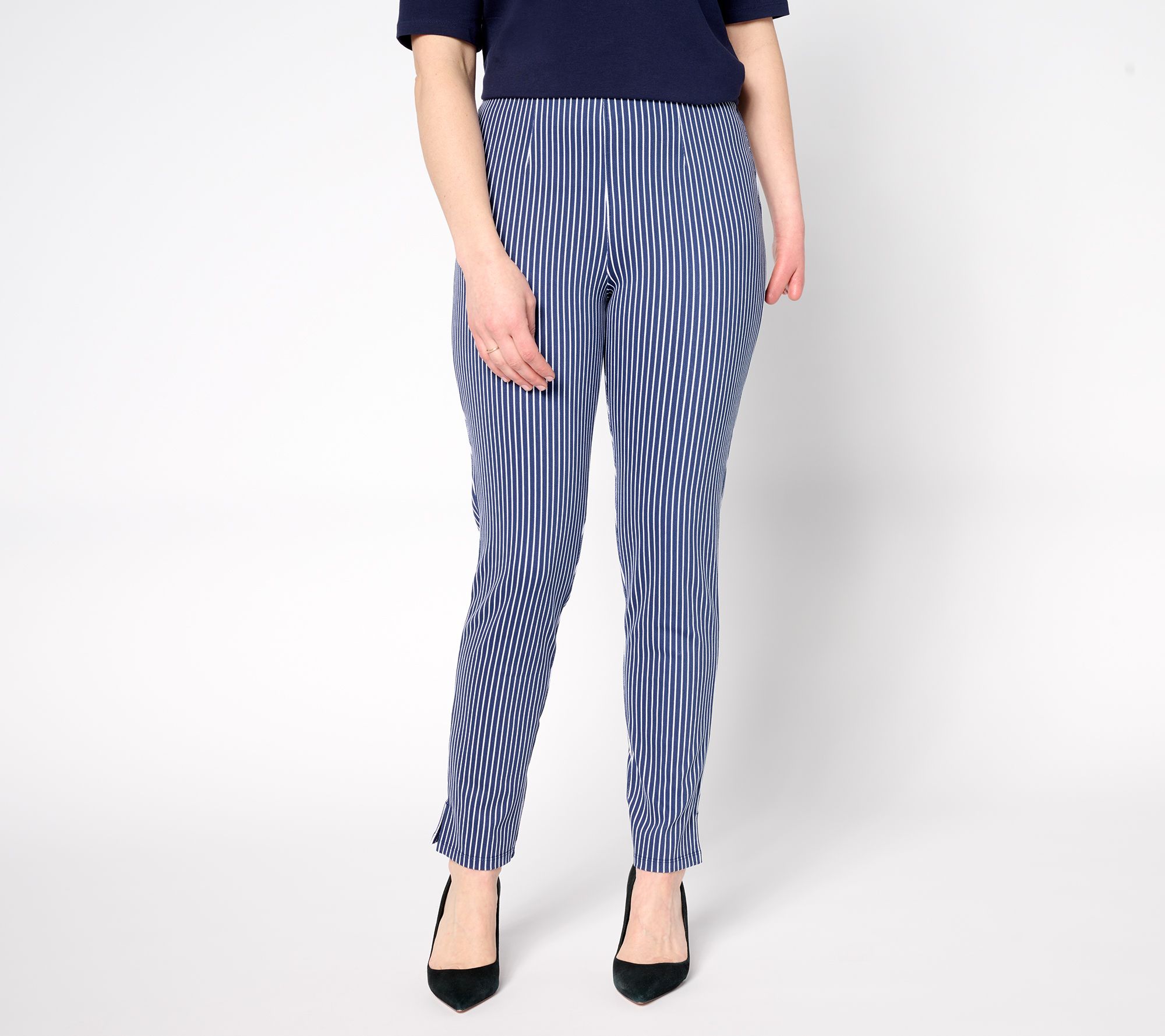 "As Is" Women with Control Prime Stretch Denim Regular Slim Leg Pants