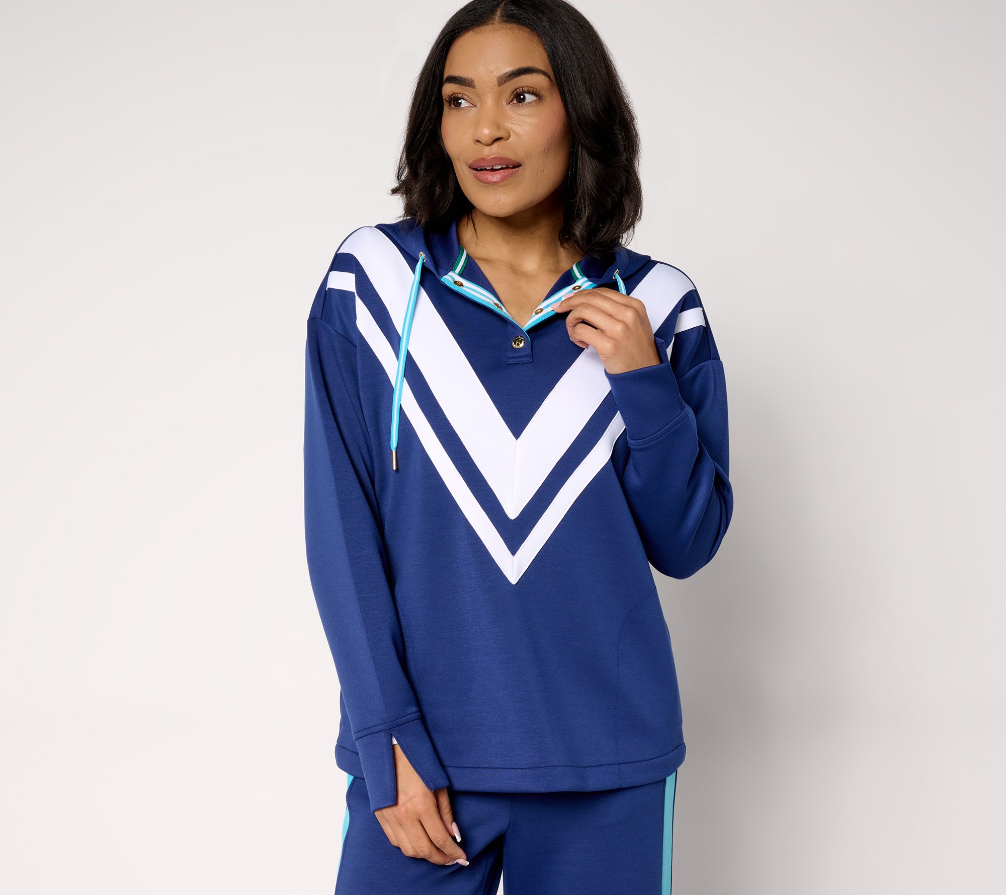 "As Is"Isaac Mizrahi Live! Clubhouse Scuba Knit Pullover Hoodie