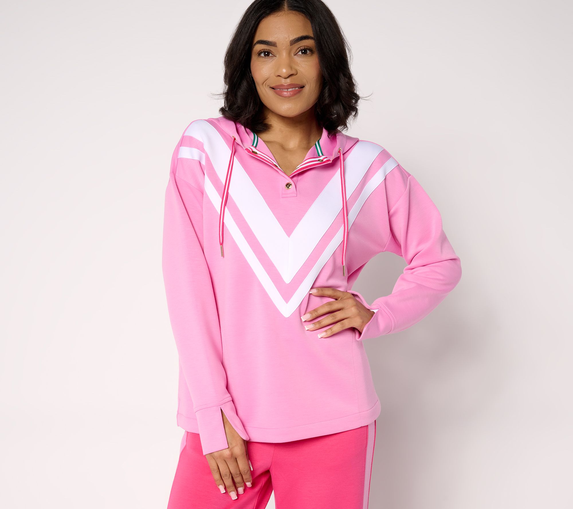 "As Is"Isaac Mizrahi Live! Clubhouse Scuba Knit Pullover Hoodie