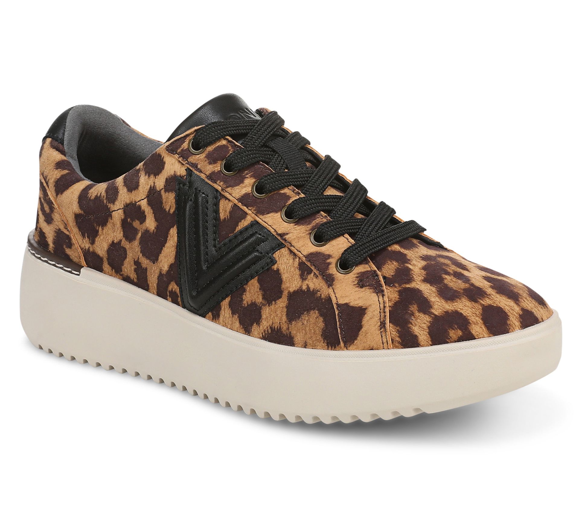 (取寄) バイオニック レディース カーニー レース 2.0 VIONIC women Kearny Lace 2.0 Tan Leopard Vionic Leather Lace Up Sneakers - Kearny Lace 2.0 - QVC.com
