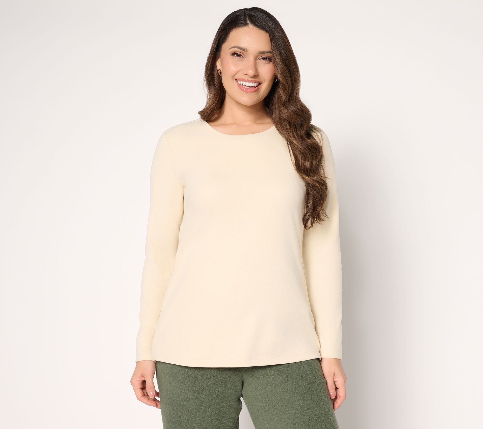 Denim & Co. Essentials Interlock Long Sleeve Round Neck Top