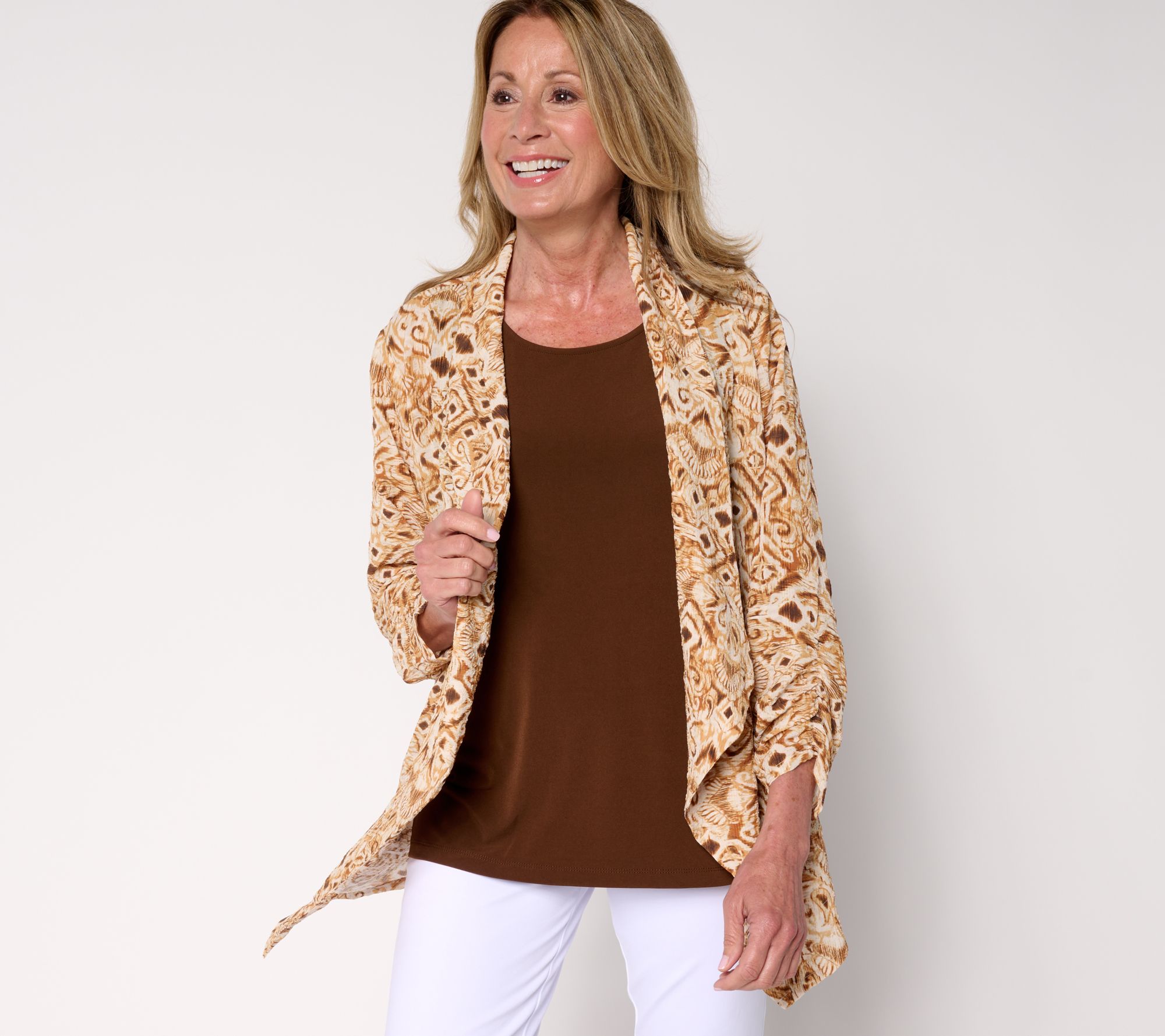 "As Is" Susan Graver Petite Textured Woven Cardigan & Knit Tank Set