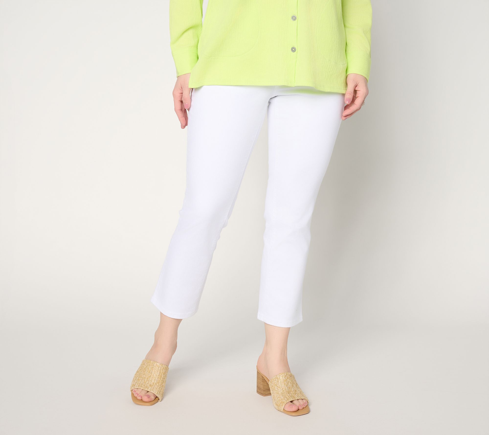  Belle by Kim Gravel Petite TripleLuxe Twill Topstitch Cropped Jean