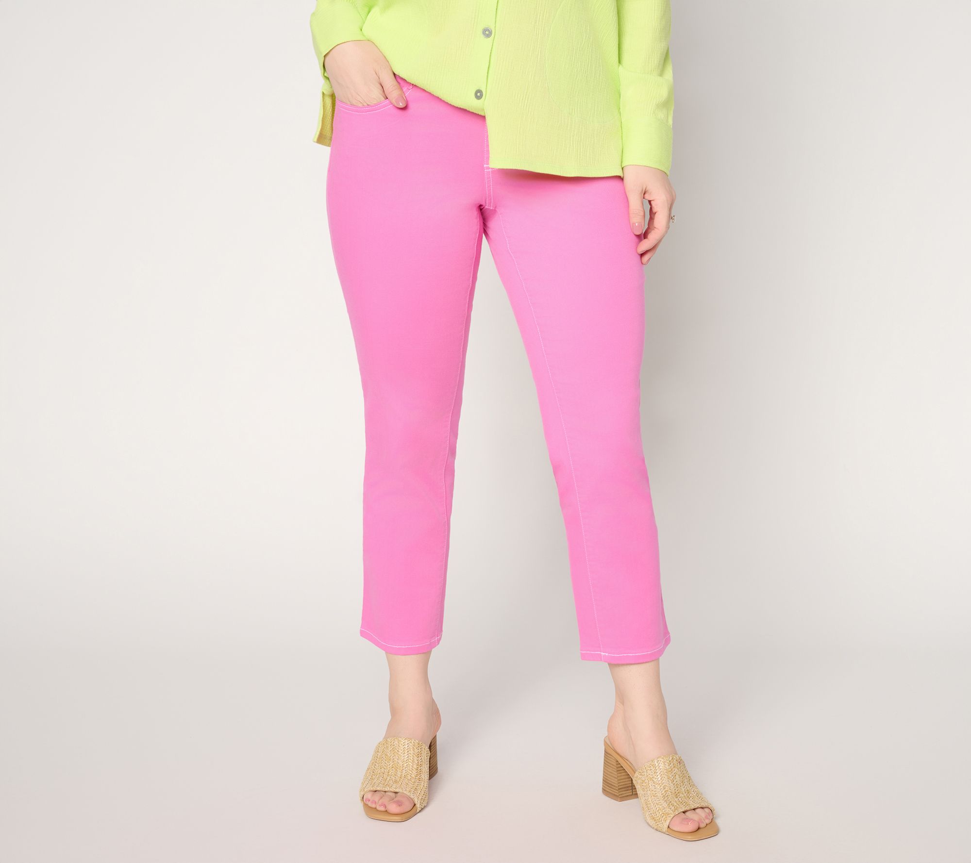 Belle by Kim Gravel Petite TripleLuxe Twill Topstitch Cropped Jean