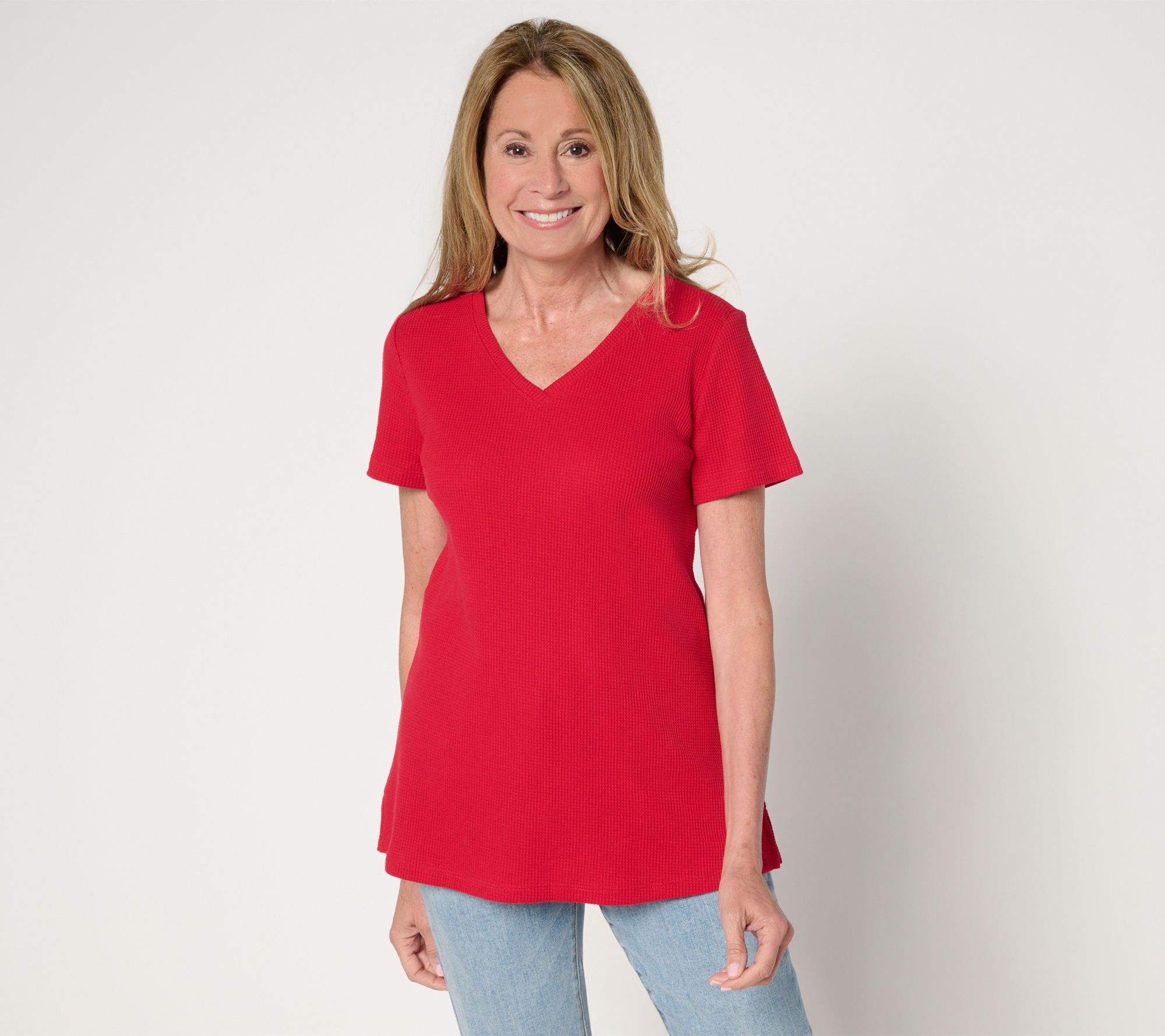 "As Is" Belle by Kim Gravel Baby Waffle Short Sleeve V-Neck Top