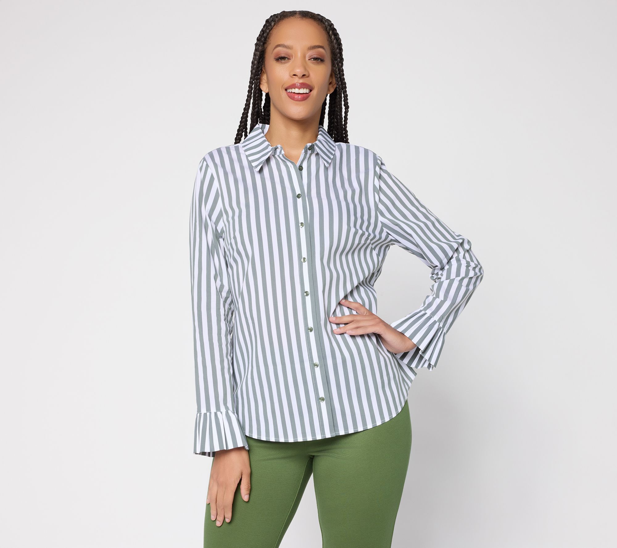 BEAUTIFUL by Lawrence Zarian Novelty Next Level Button Front Shirt