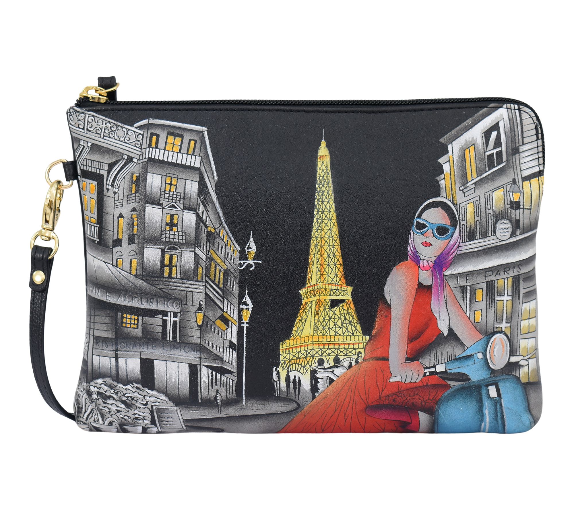 Anushcka Painted Leather Wristlet Wallet