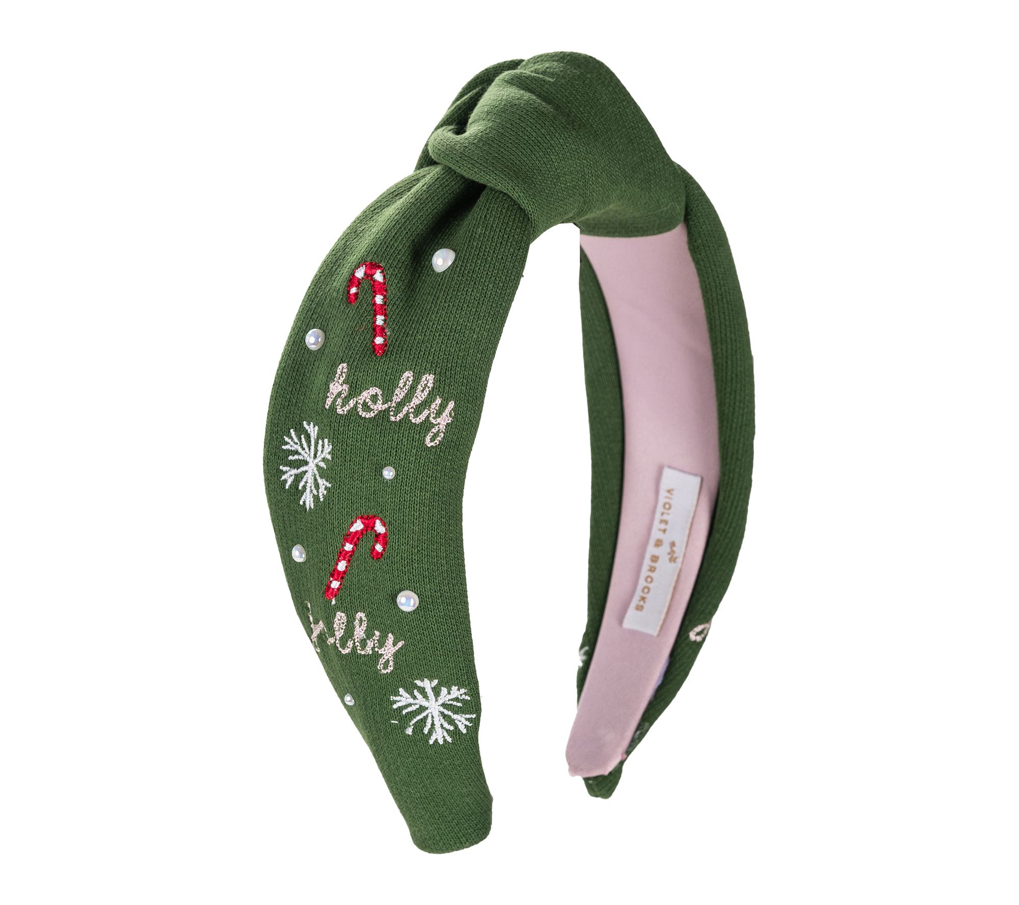 Violet and Brooks Holly Embroided Knot Headband