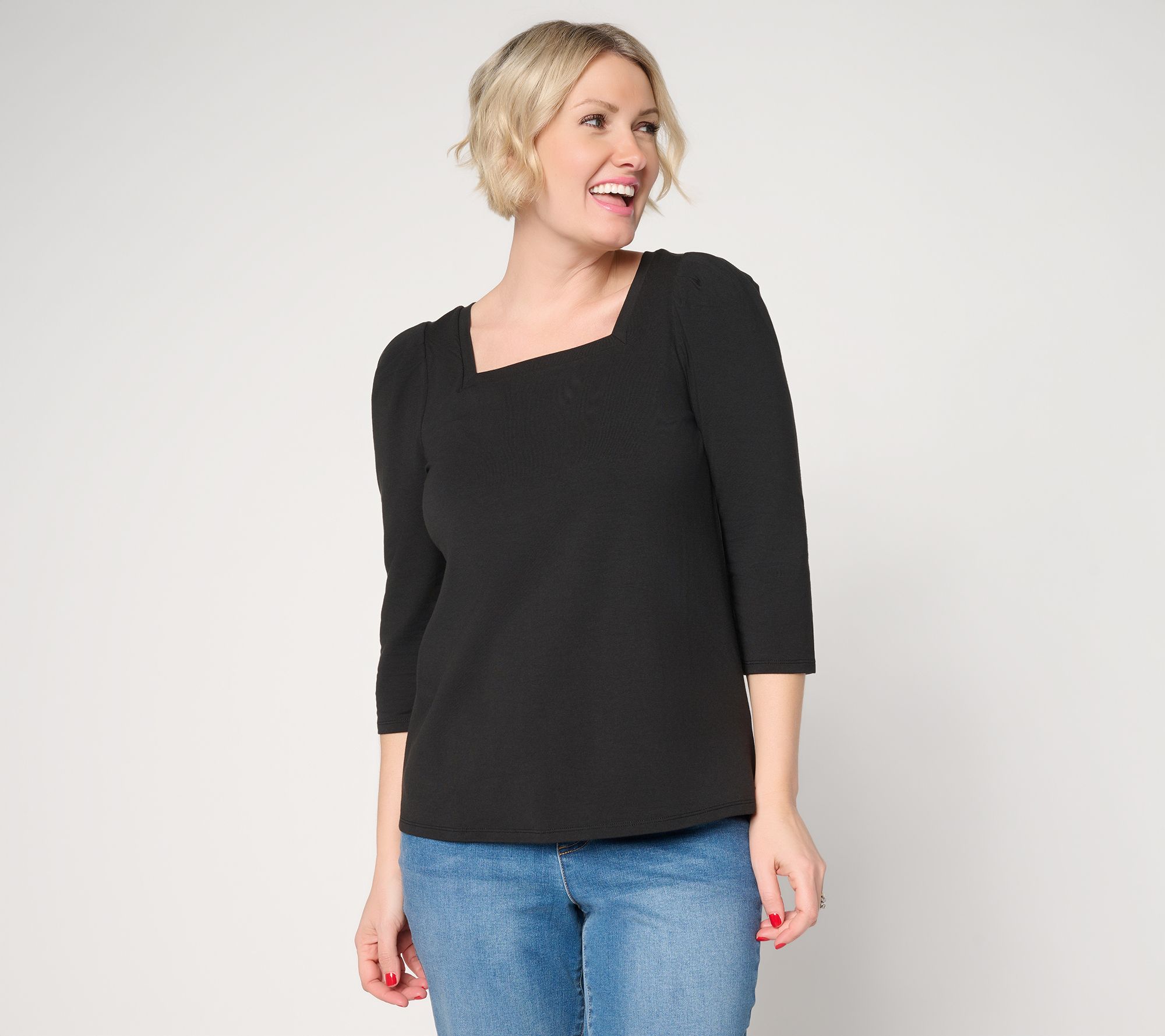Ree by the Pioneer Woman Essentials Square Neck 3/4 SleeveTop
