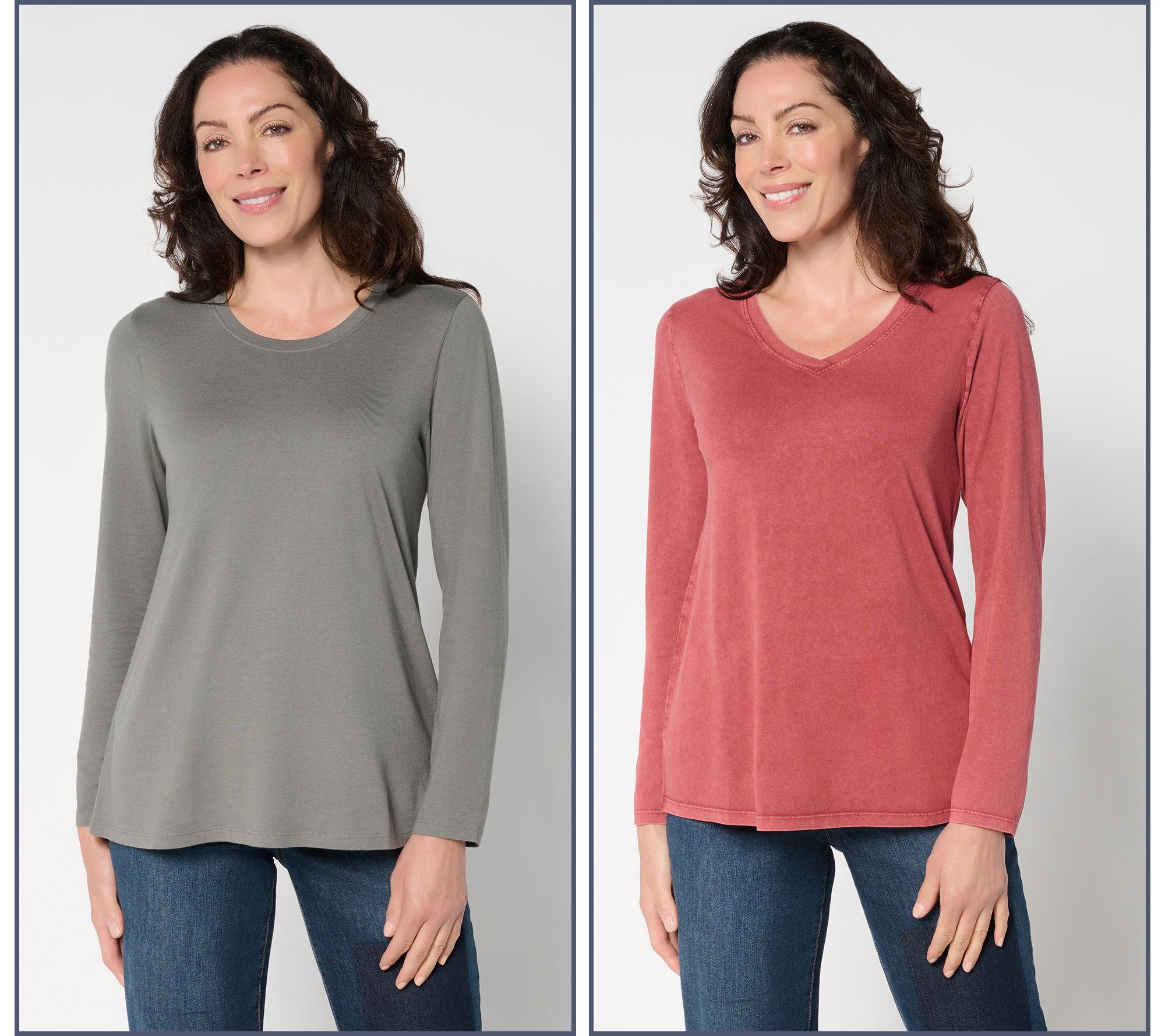 "As Is" LOGO Principles by Lori Goldstein Set of 2 Knit Tops