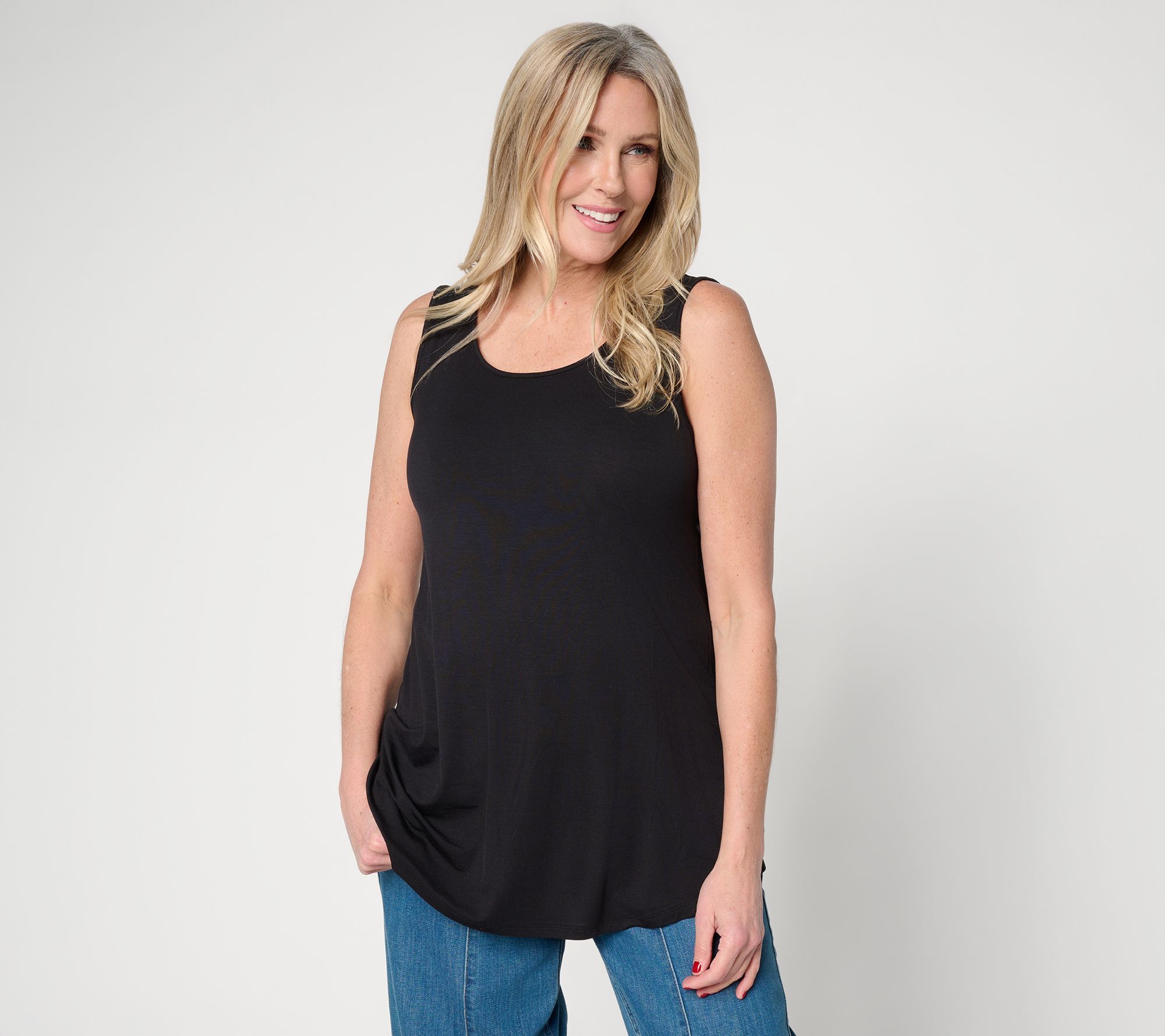 LOGO Layers by Lori Goldstein Scoop Neck Curved Hem Tank