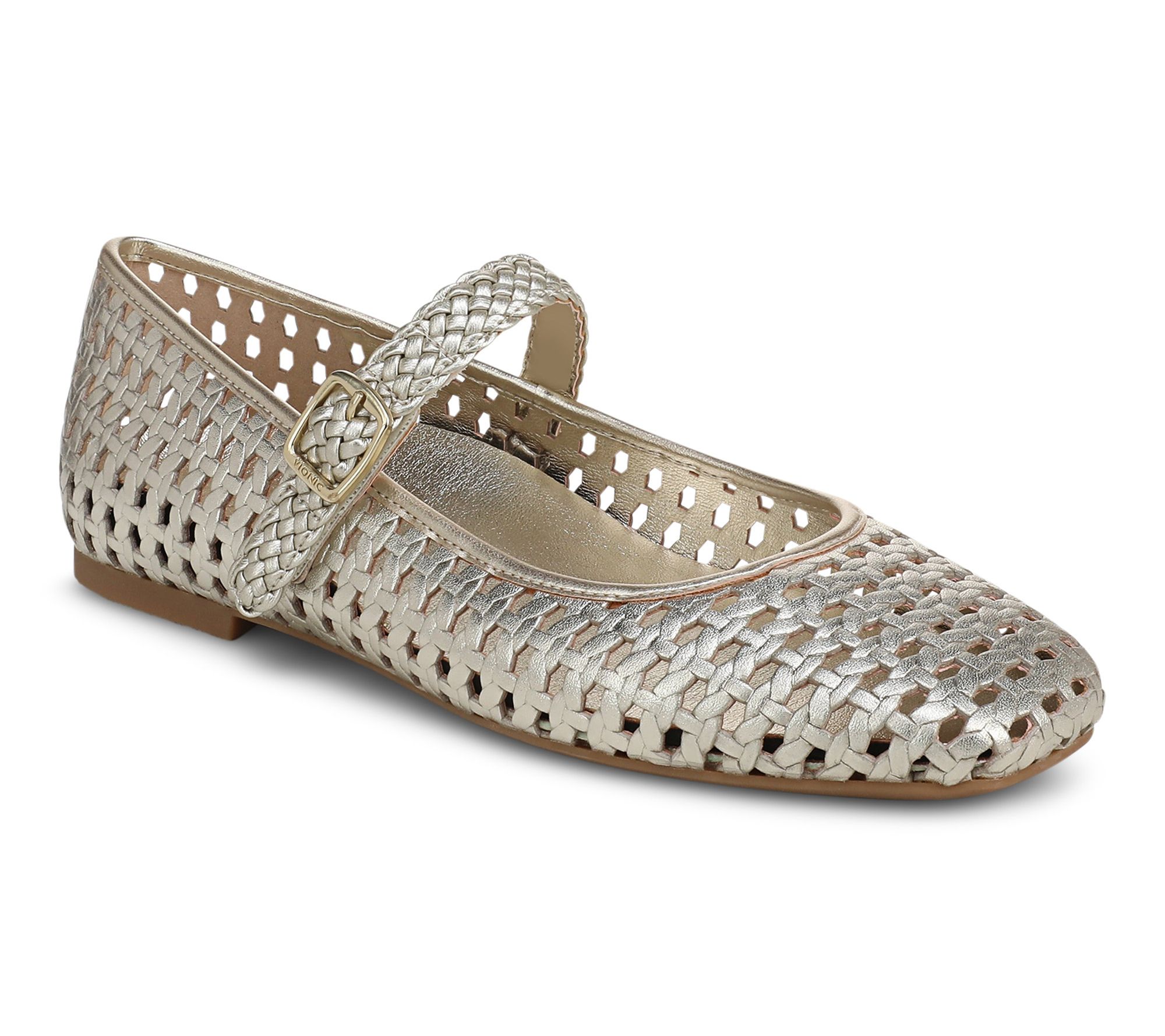 Vionic Leather Adjustable Mary Janes - Alameda Woven