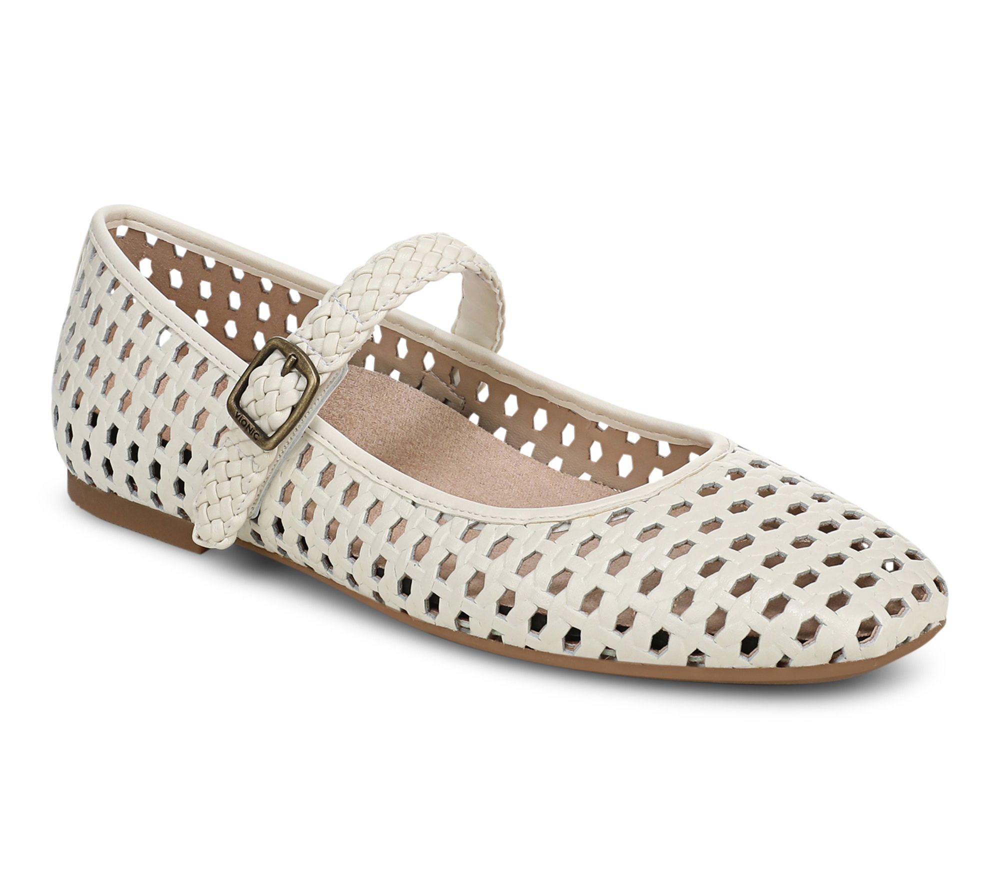 Vionic Leather Adjustable Mary Janes - Alameda Woven