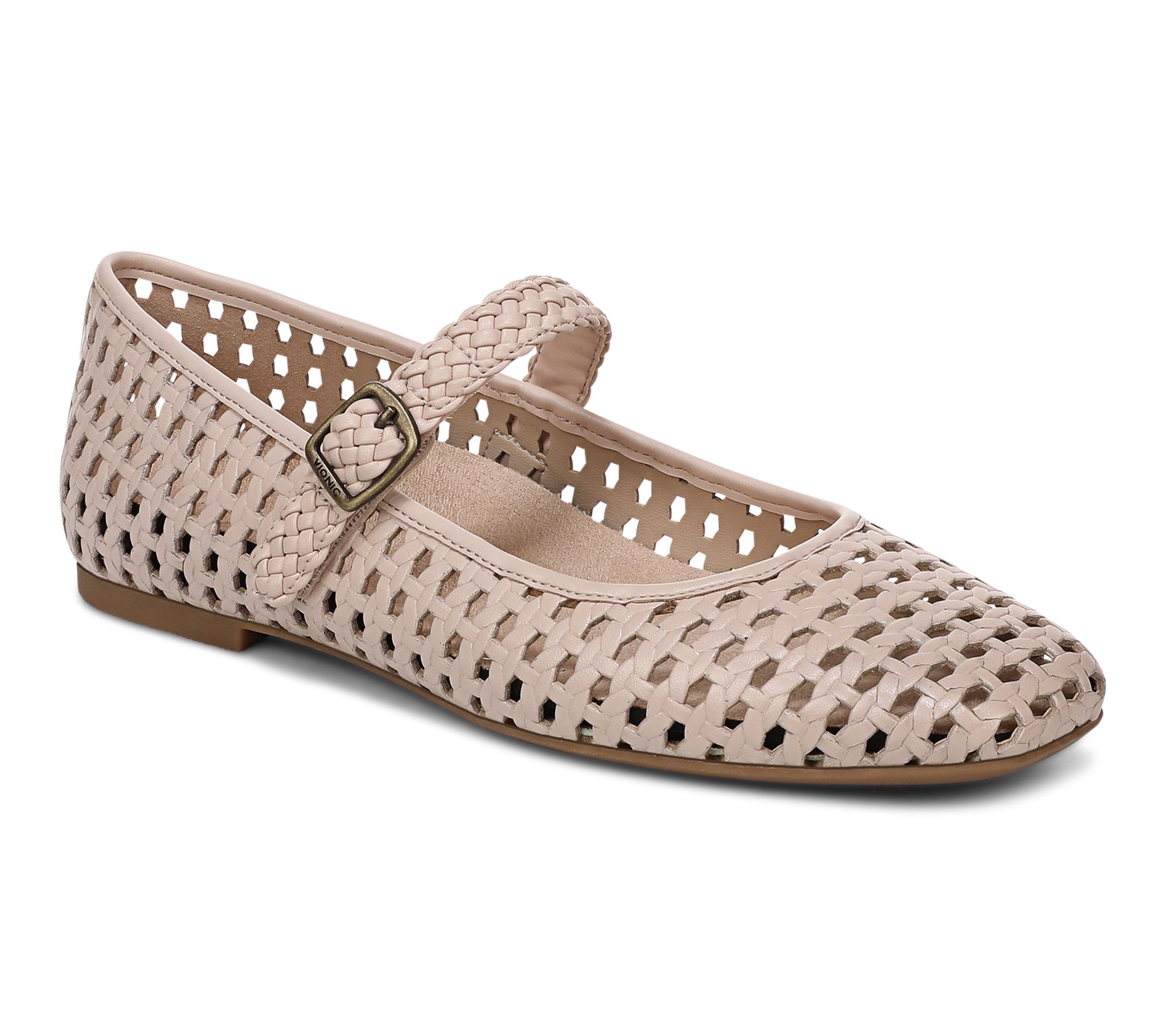 Vionic Leather Adjustable Mary Janes - Alameda Woven