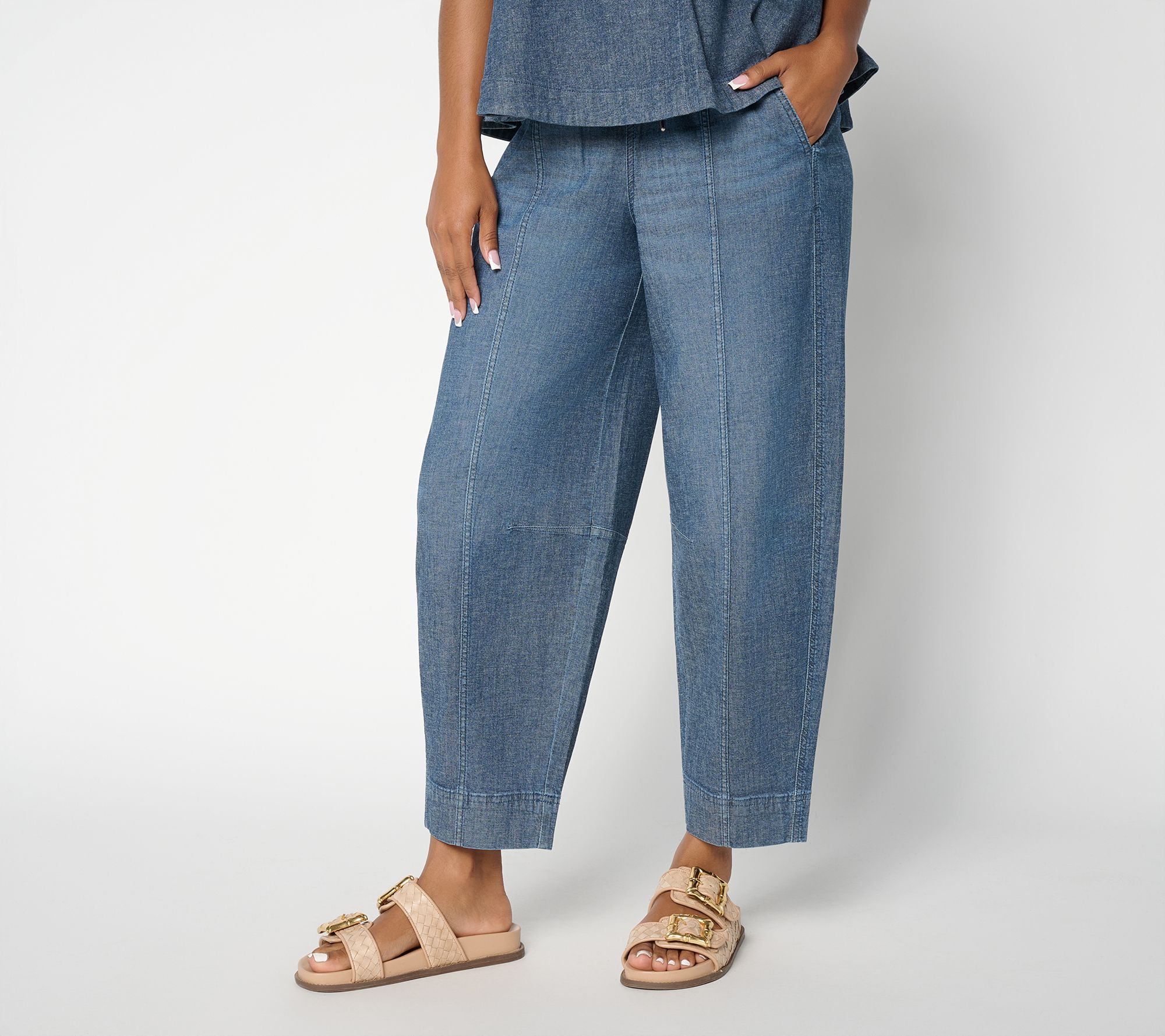Carla Rockmore Collection Regular Tapered Chambray Ankle Pants