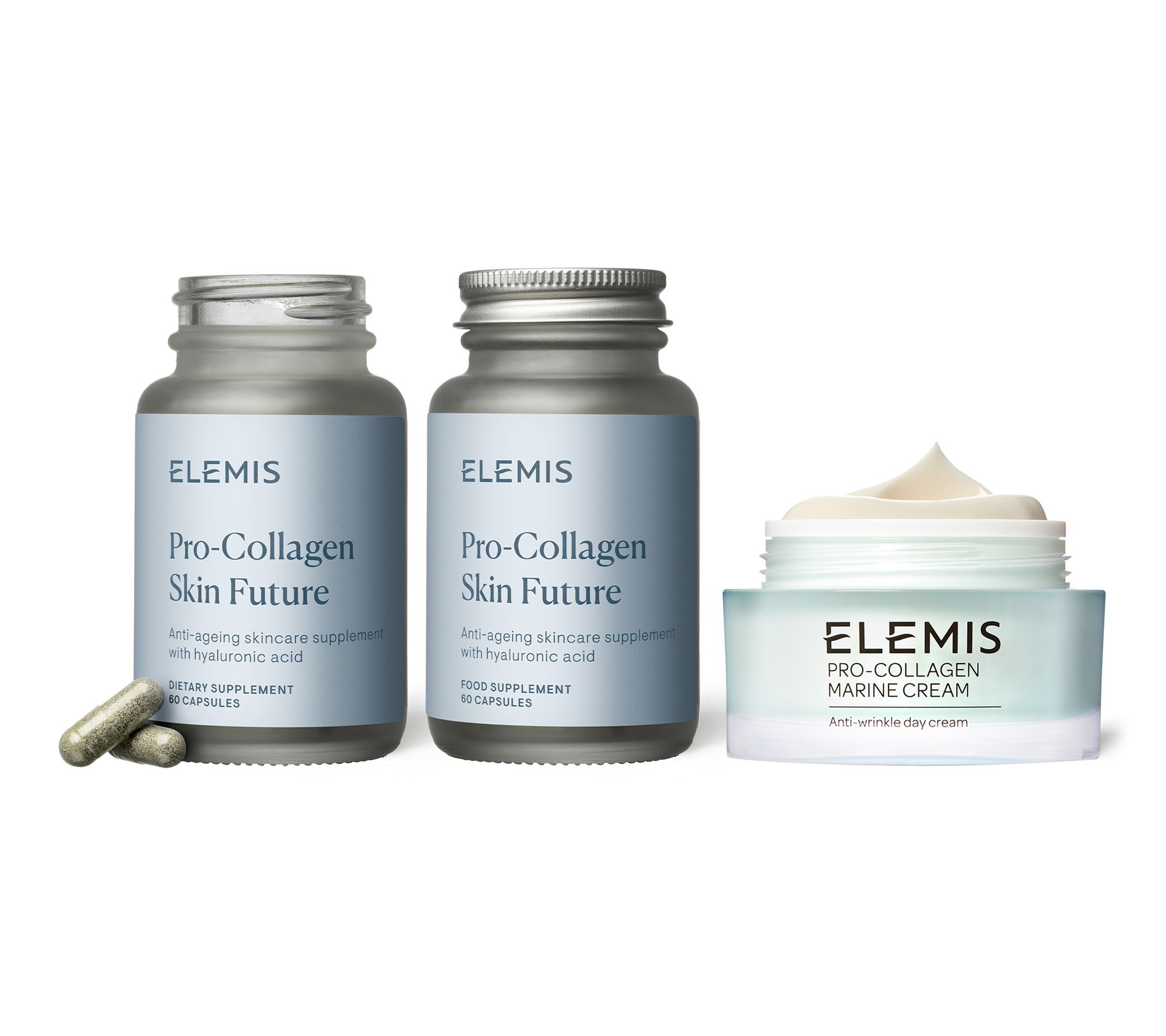 ELEMIS Pro-Collagen Marine Cream & Anti-Aging Supplements Set