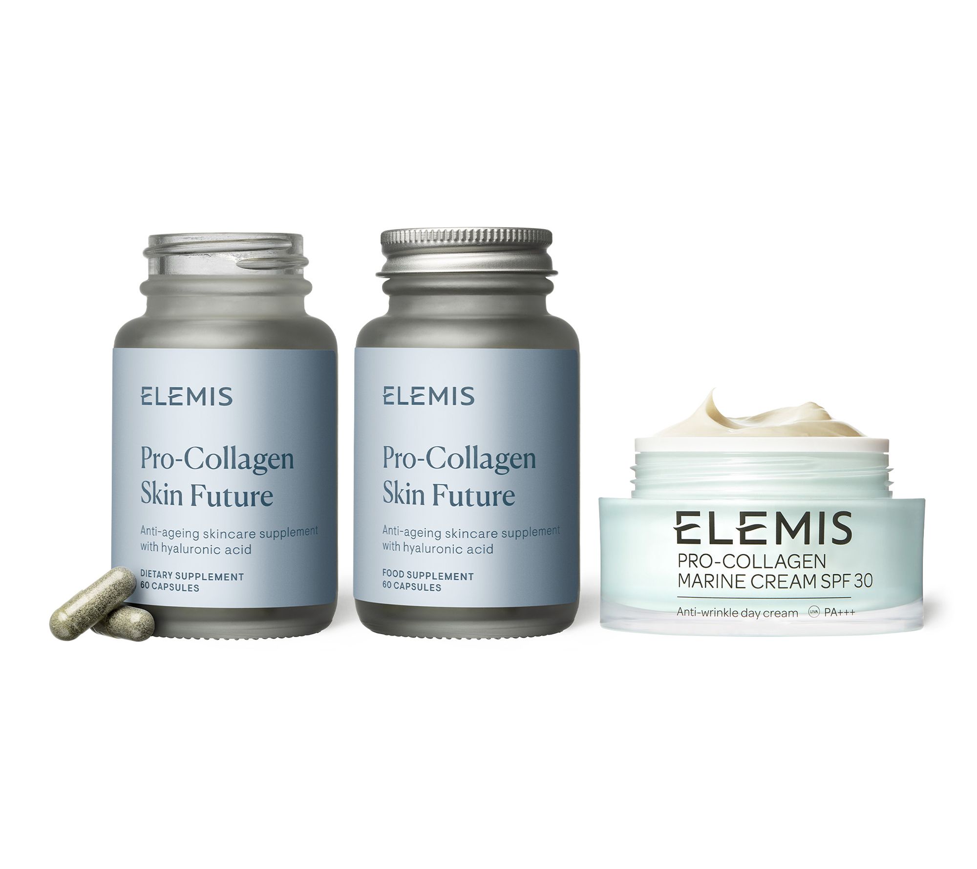 ELEMIS Pro-Collagen Marine Cream & Anti-Aging Supplements Set