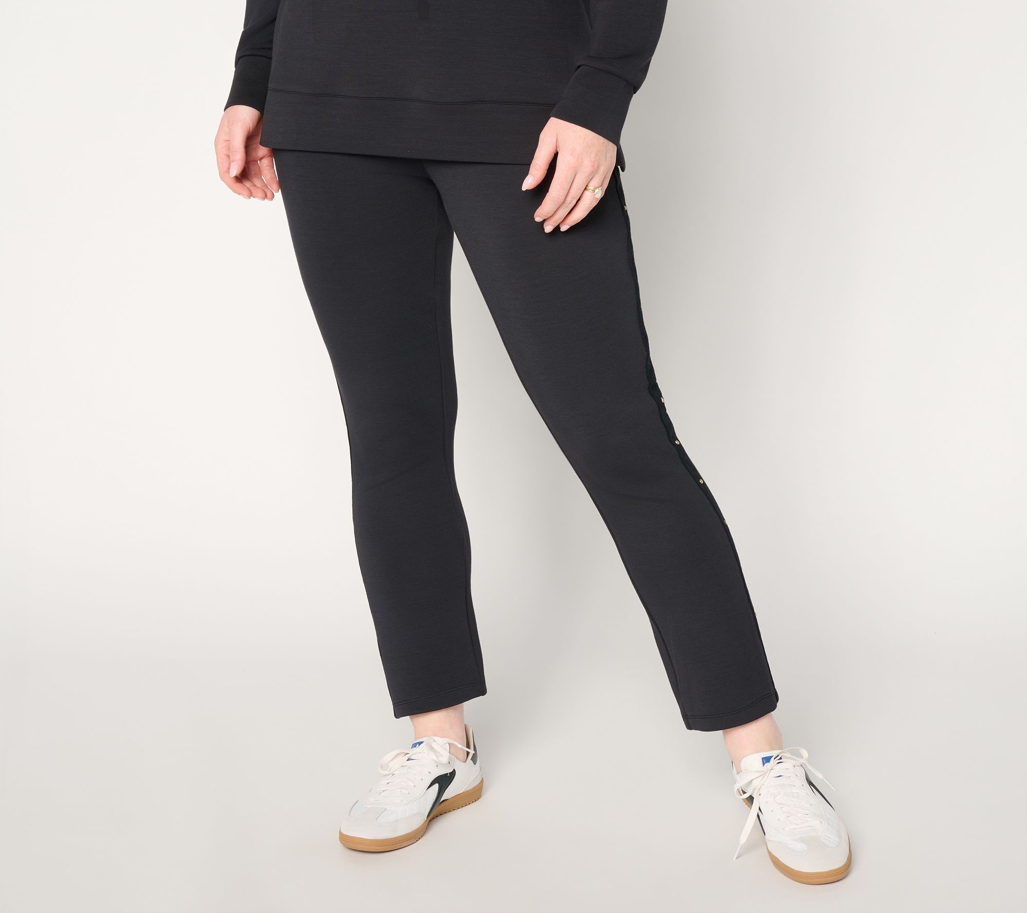 Belle by Kim Gravel Petite ScubaLuxe Straight Leg Studded Pant