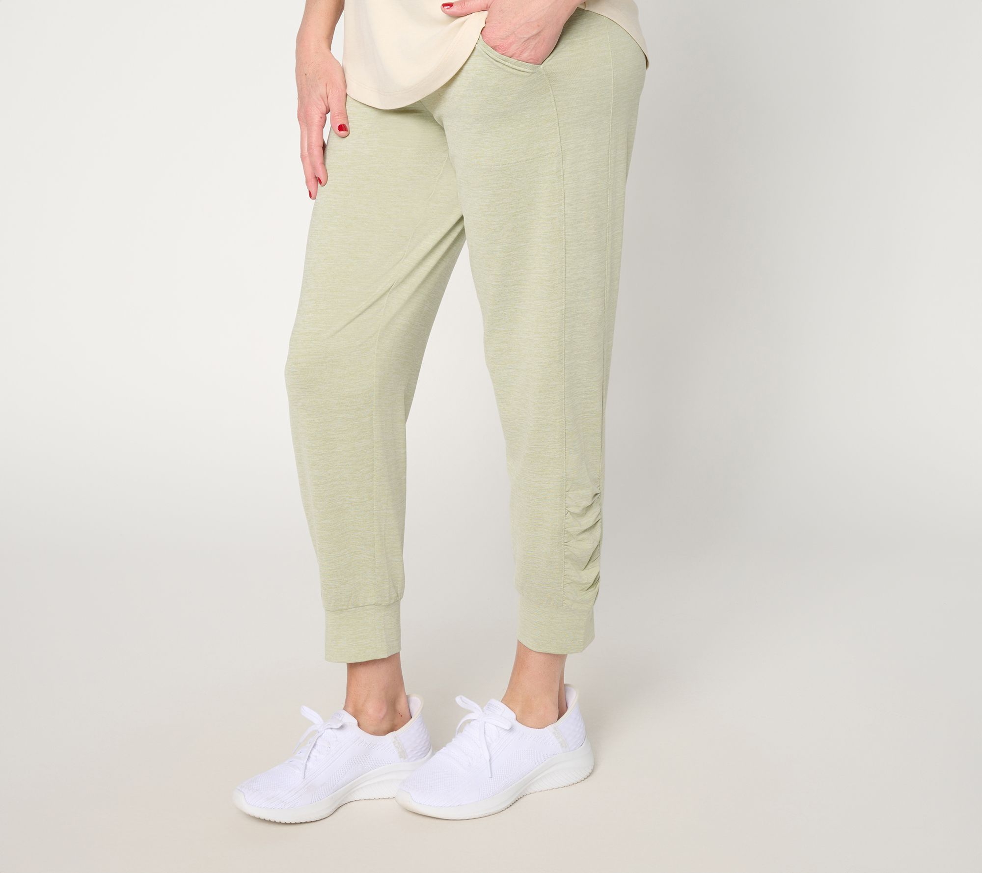 "As Is" Denim & Co. Active Regular Cool to the Touch Ruched Joggers