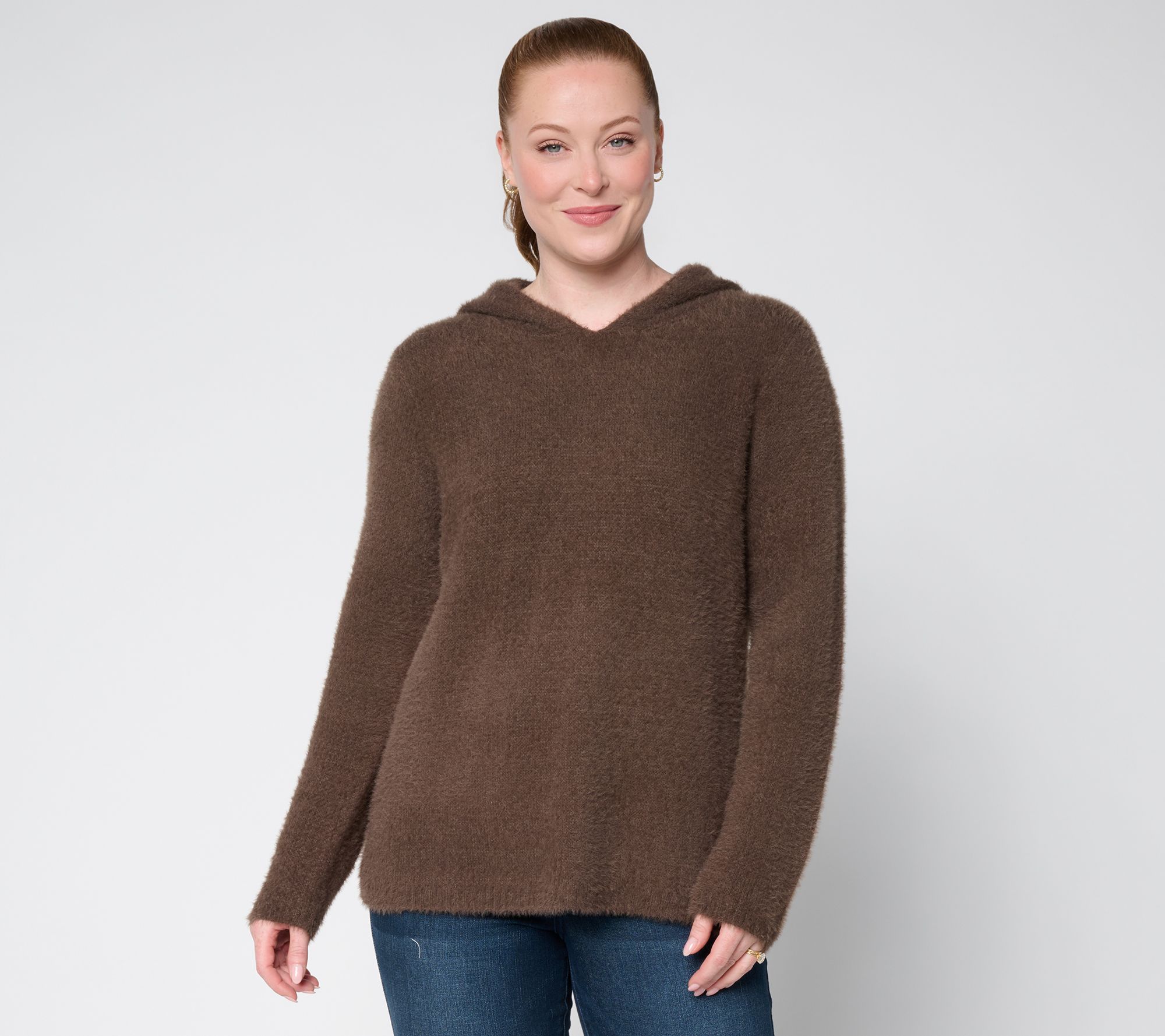 Me by Jennie Garth Pullover Snakeskin Print Hooded Sweater
