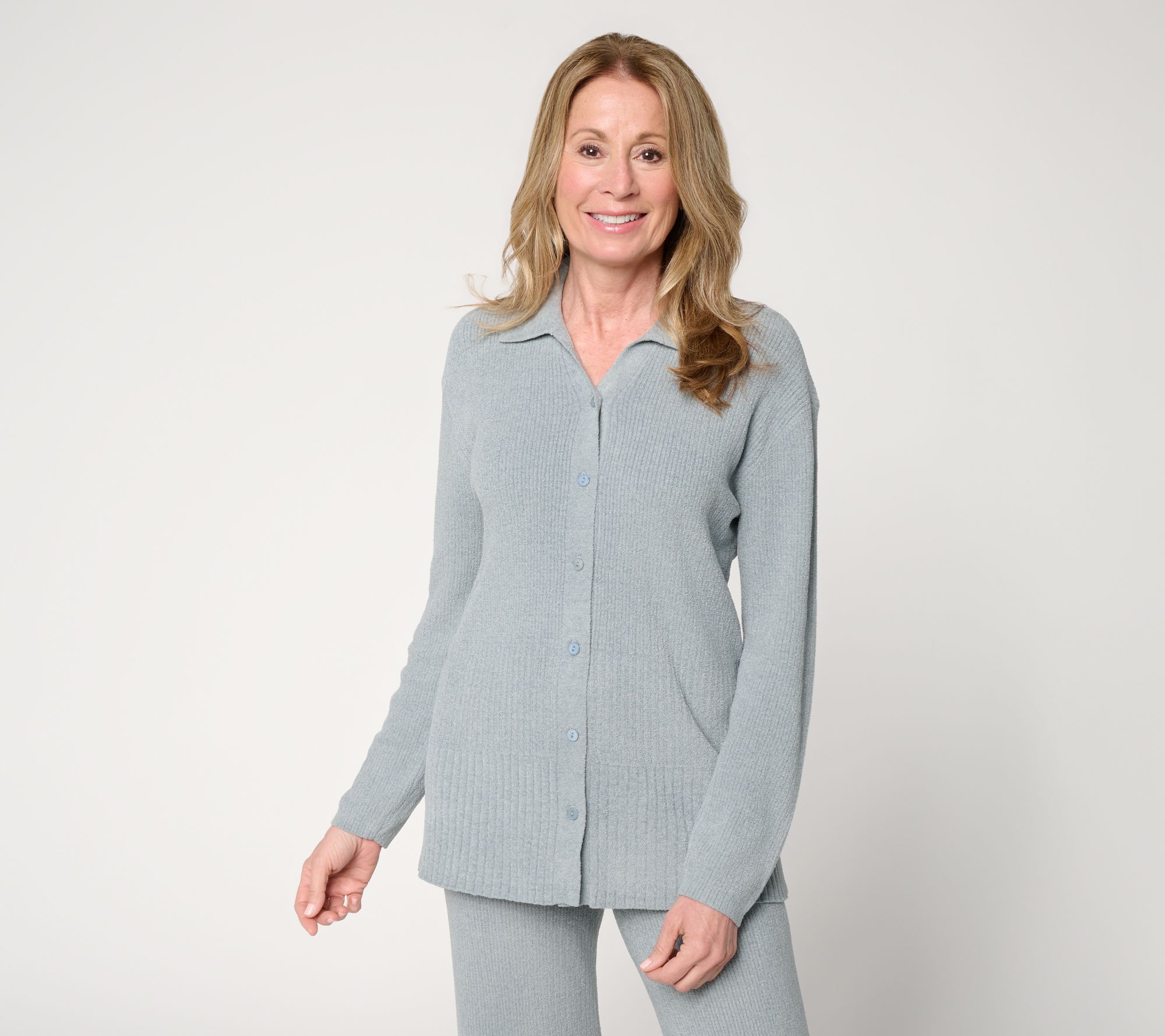 "As Is" Barefoot Dreams CozyChic Ultra Lite Rib Blocked Shirt