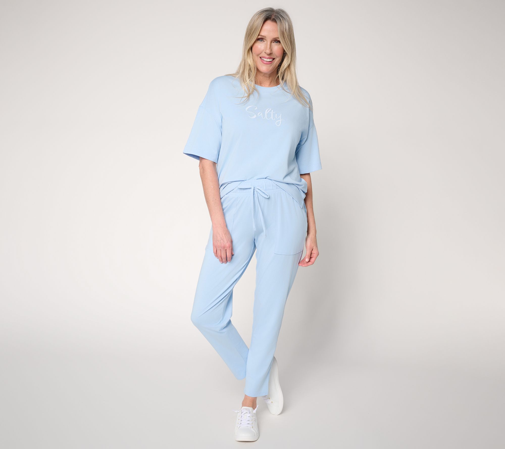 "As Is" AnyBody Tall Cozy Knit Lounge Set with Embroidery