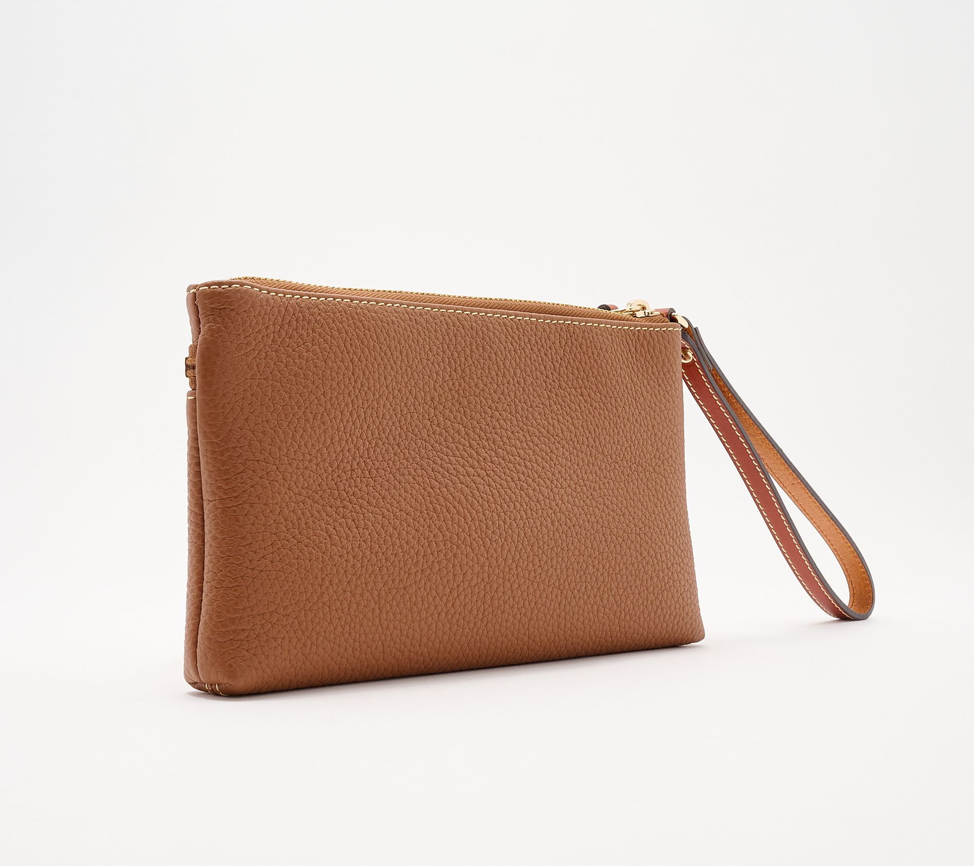 Dooney & Bourke Pebble Leather Double Zip Wristlet - QVC.com