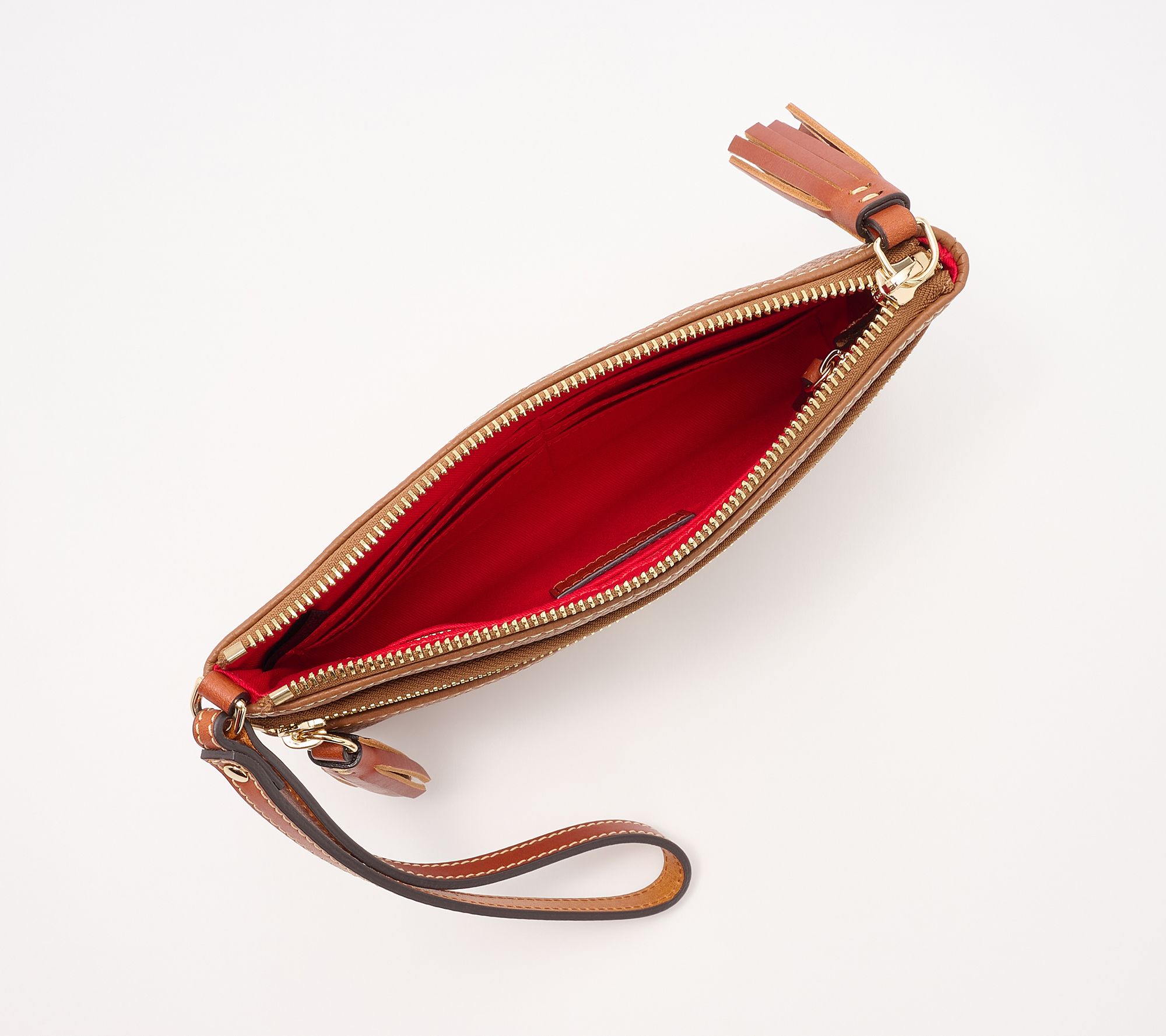 Dooney & Bourke Pebble Leather Double Zip Wristlet - QVC.com
