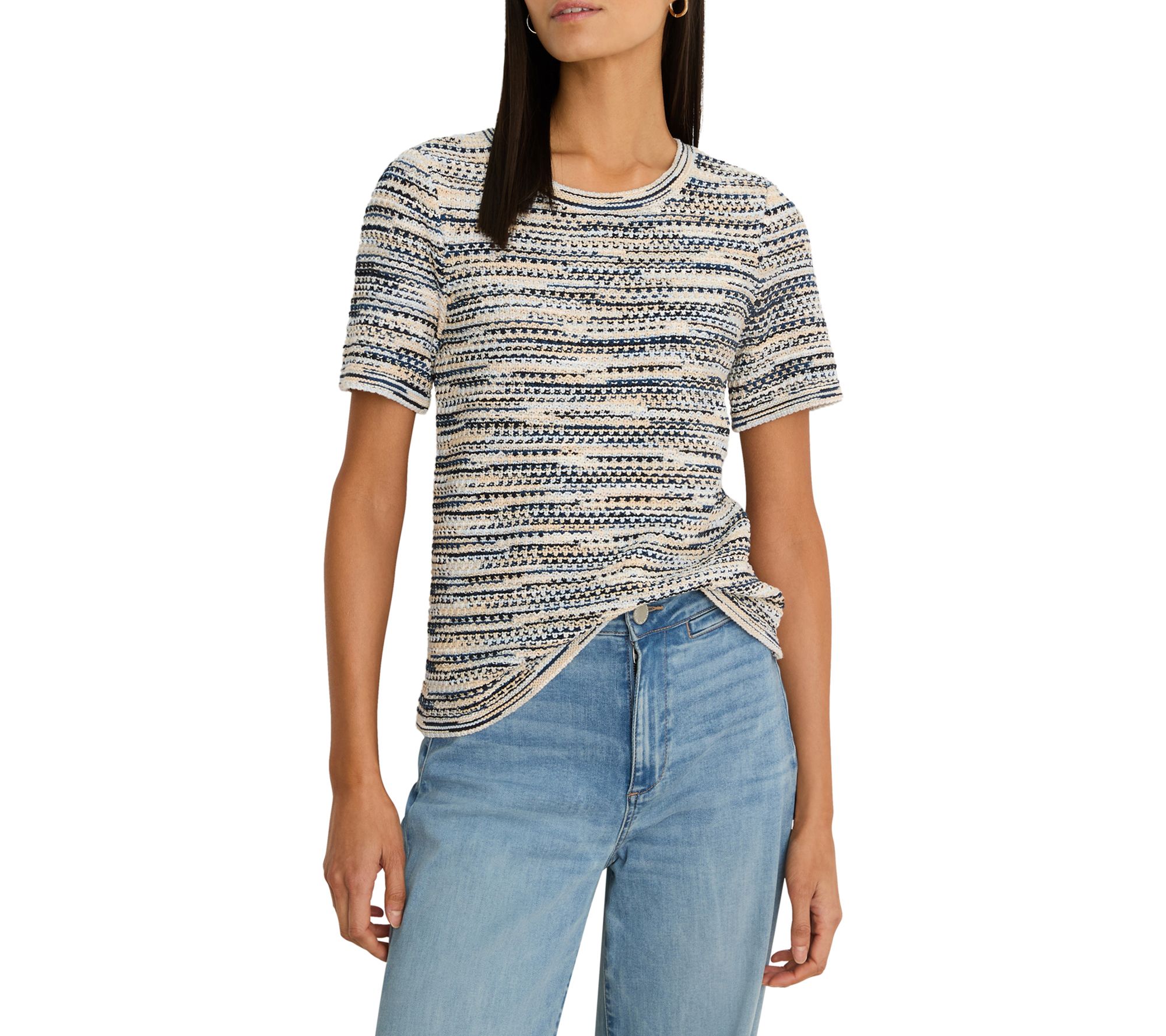 NIC+ZOE Spacedye Tuck Stitch Sweater Tee