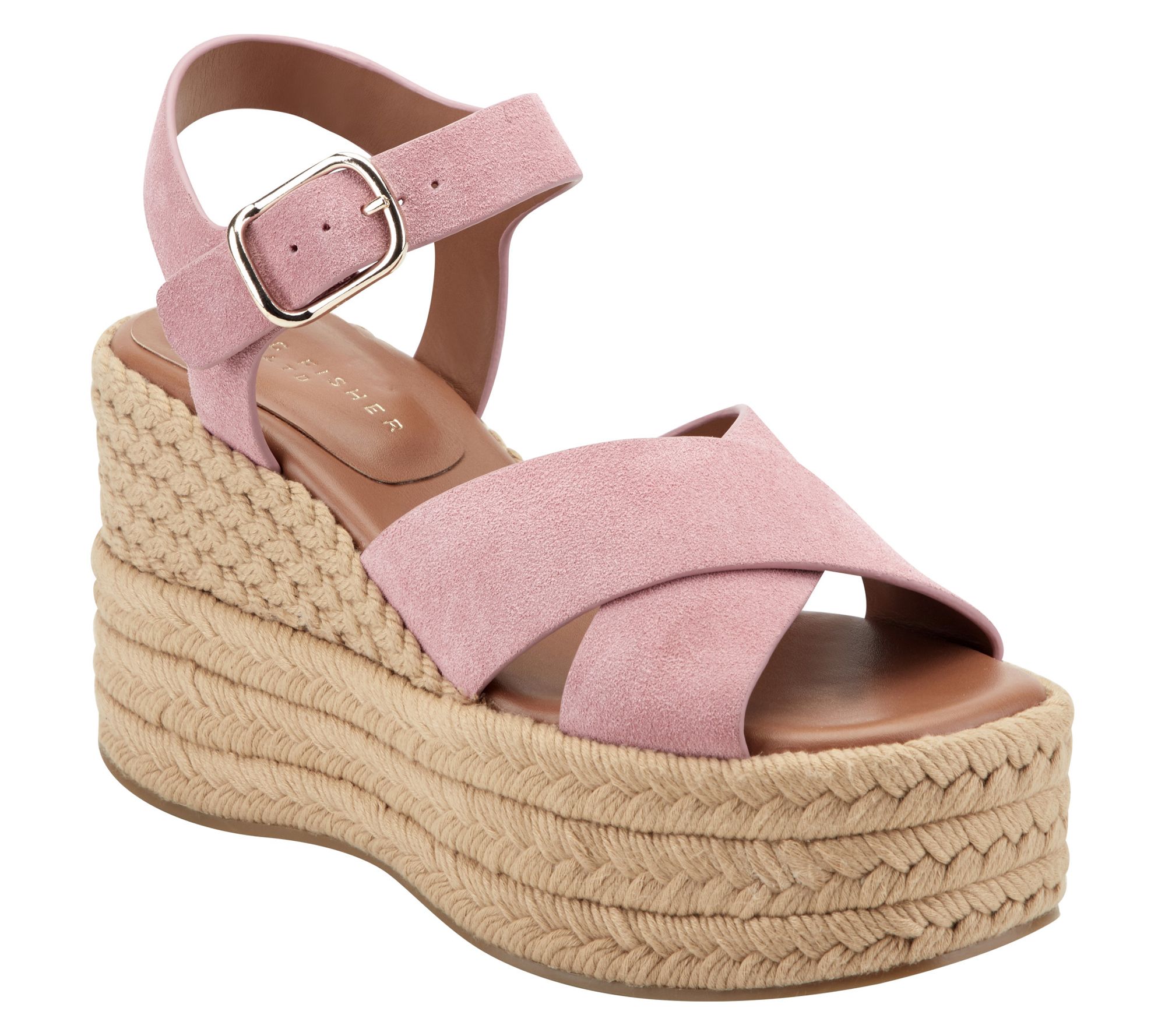 "As Is" Marc Fisher LTD LeatherPlatform Espadrille Sandal - Pasion