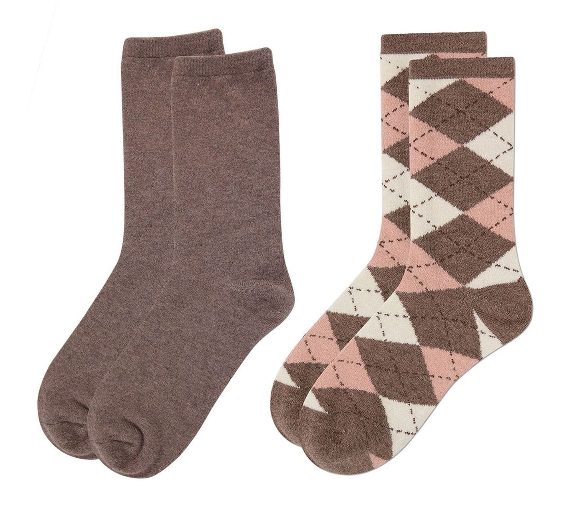 2 Pair Women's Cashmere Crew Socks