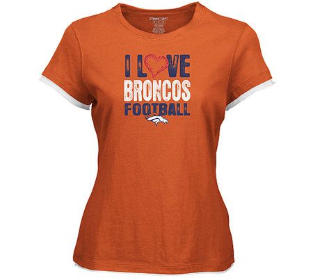 NFL Denver Broncos Apparel for Her Orange Graphic Top T-Shirt Women's  Size L