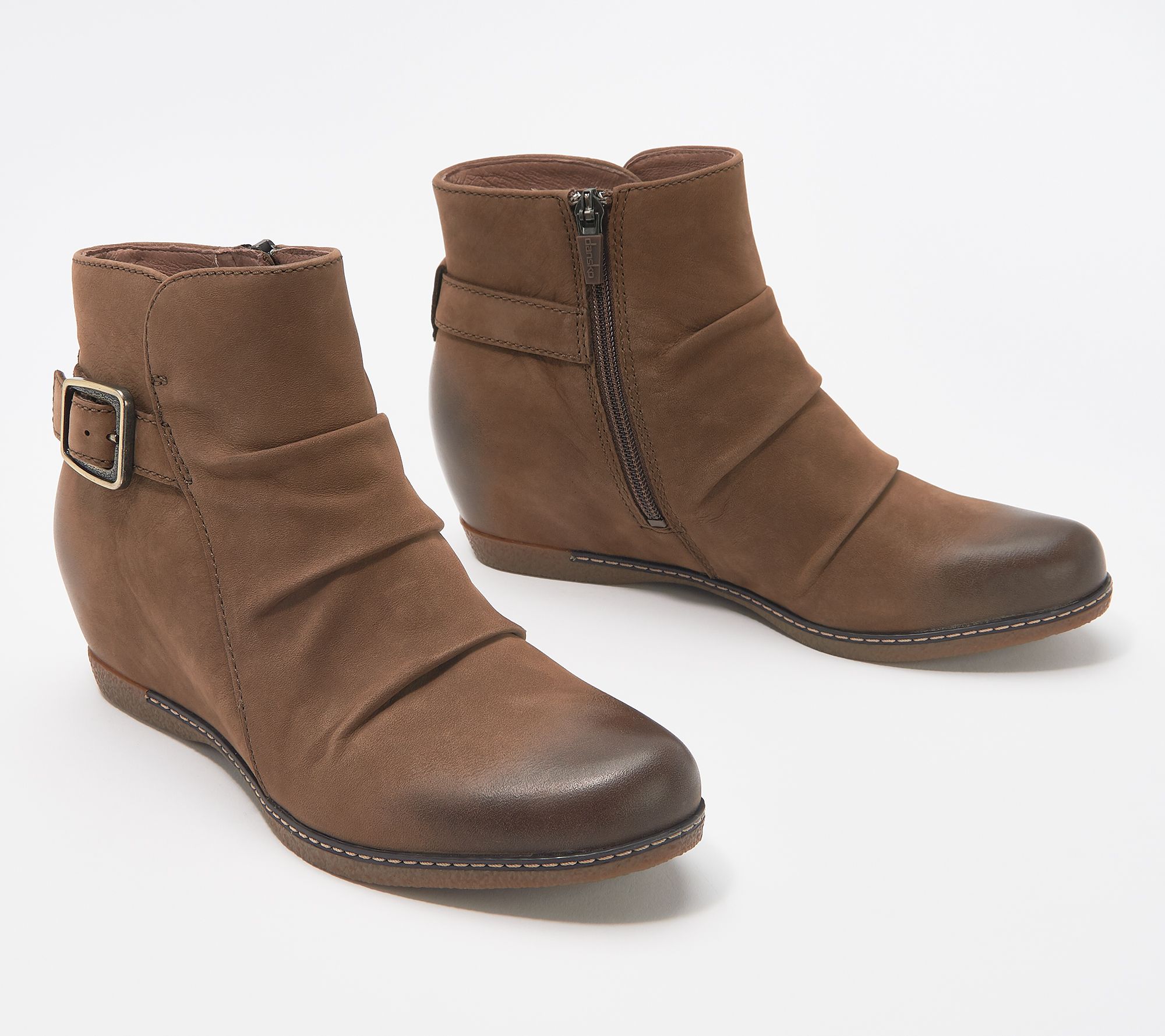 Dansko Burnished Nubuck Leather Wedge Boots - Lia - QVC.com