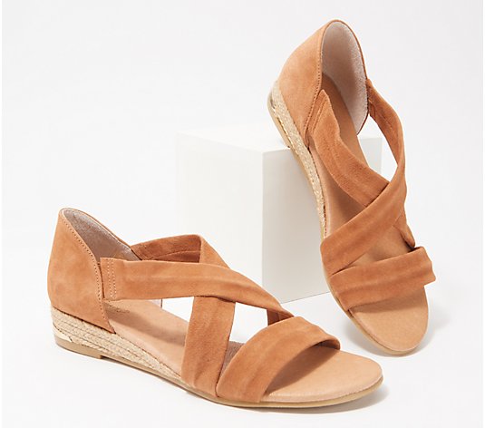 Pinaz Suede or Leather Cross-Over Strap Sandals