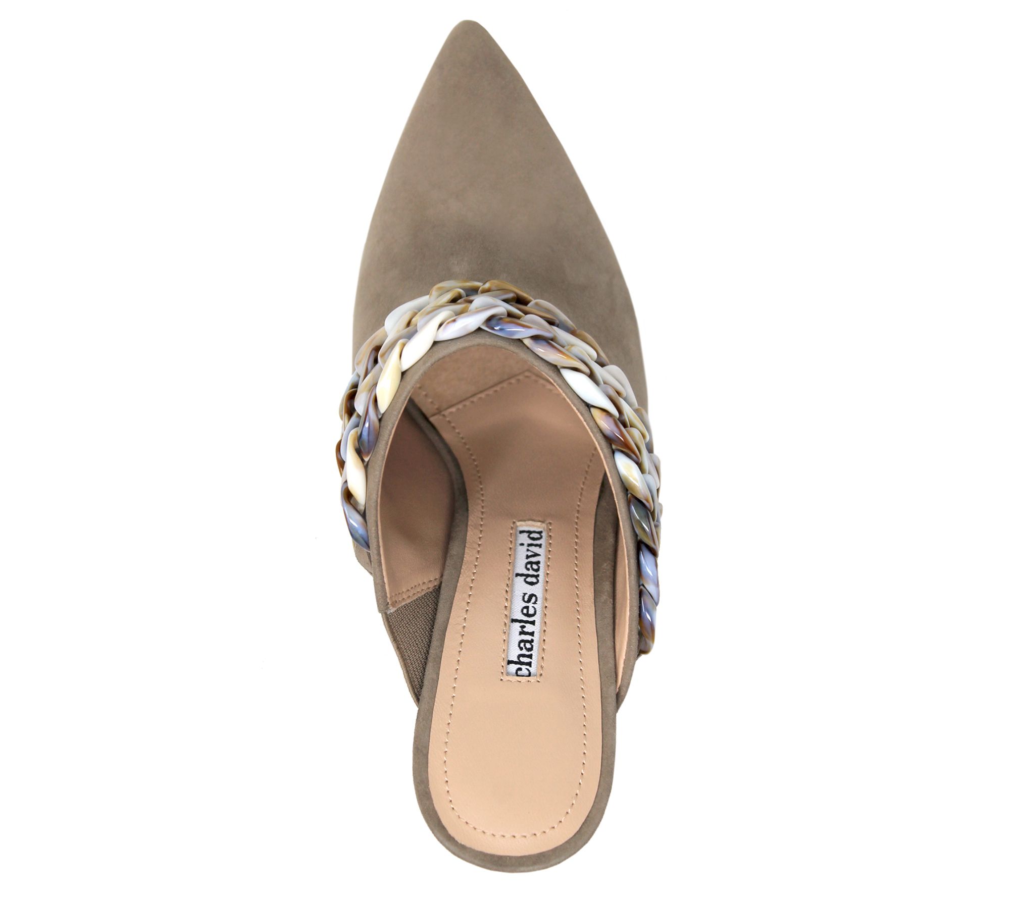 Charles David Leather High Block Heel Mule Pumps Martini