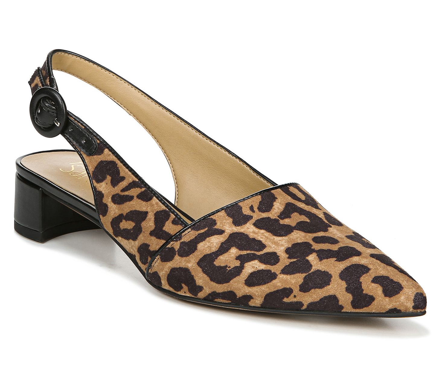 Franco Sarto Leopard Buckle Slingbacks - Vickie2 - QVC.com