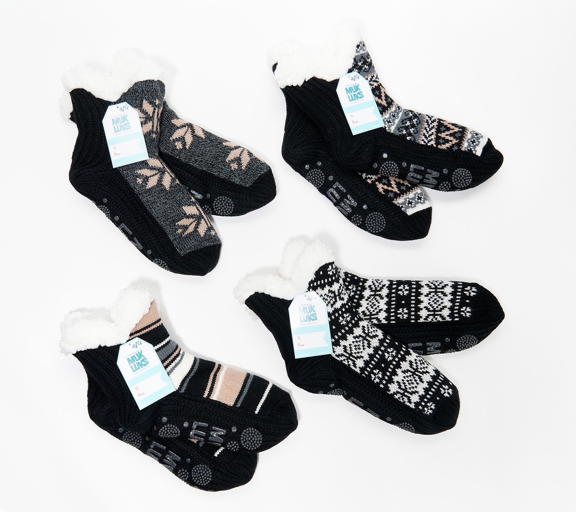 (QVC) MUK LUKS Set of 4 Aloe Infused Ankle Cabin Socks – TVShoppingQueens