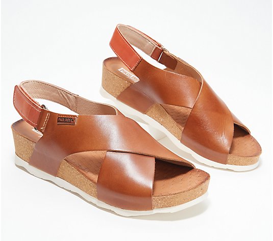Pikolinos Leather Cross-Strap Sandals - Formentera