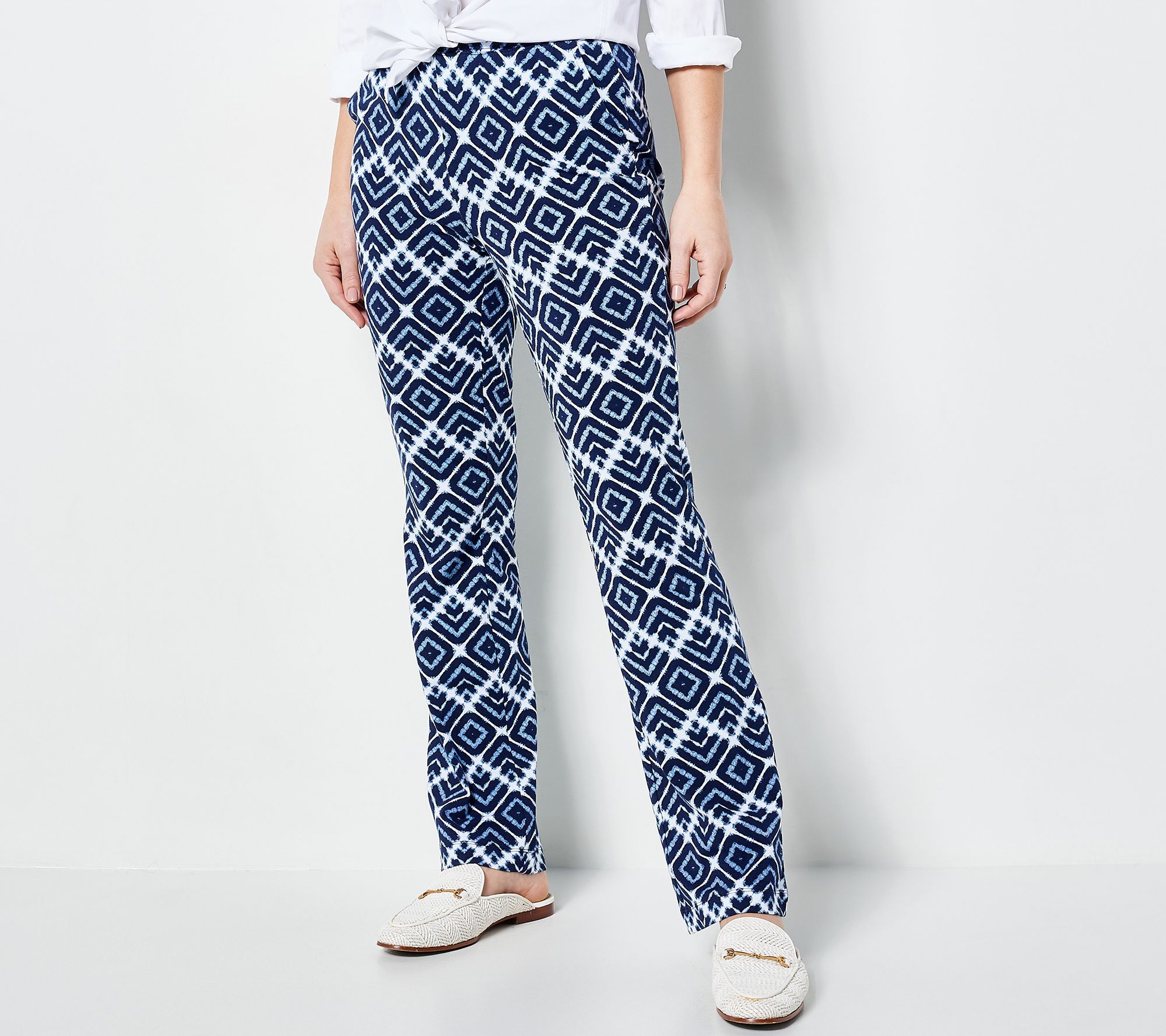 As Is Denim & Co. Active Printed or Solid Duo Tall Pant w/ Pocket 