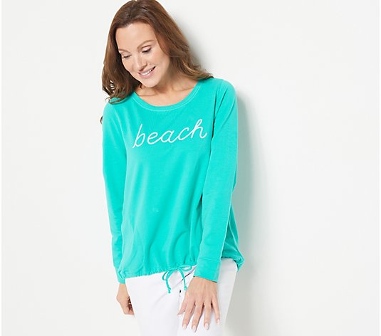 Belle Beach by Kim Gravel French Terry Seaside Drawstring Top