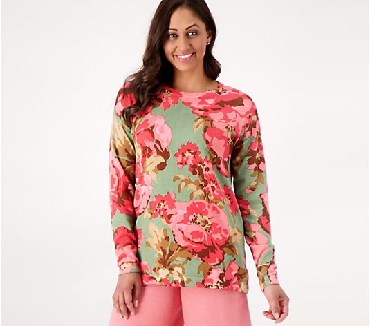 Isacc Mizrahi Live! Floral Printed Sweater Pullover