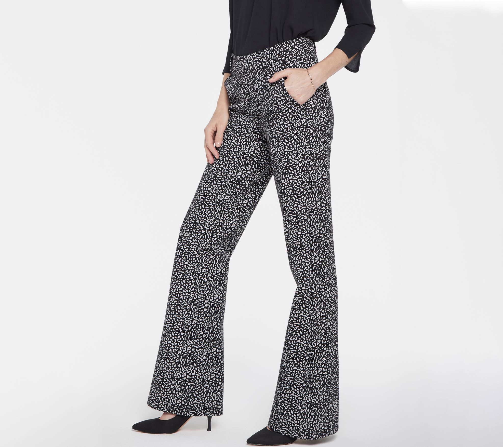 NYDJ Sculpt-Her Printed Pull-On Flared TrouserPants - QVC.com