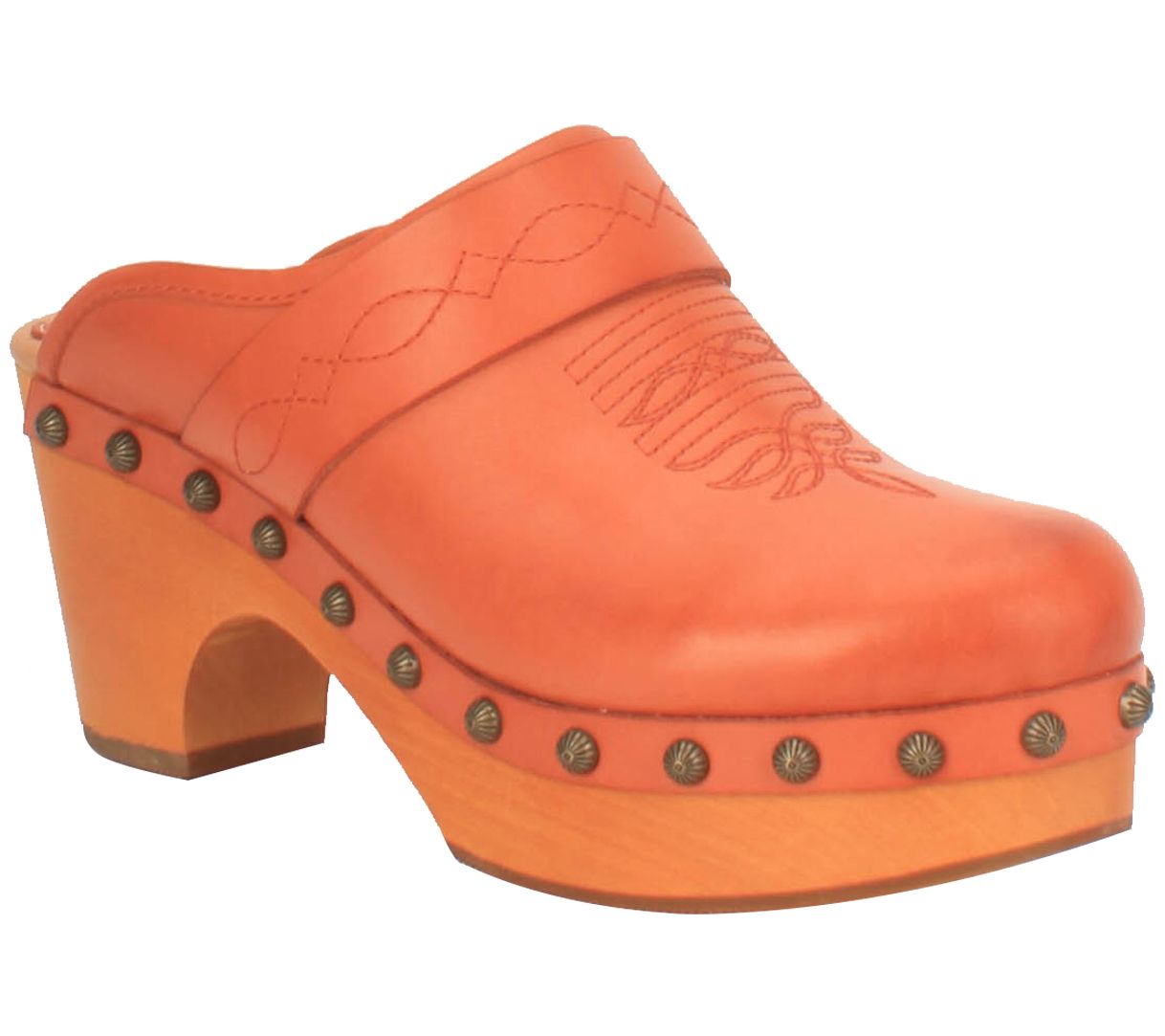 leather platform clogs