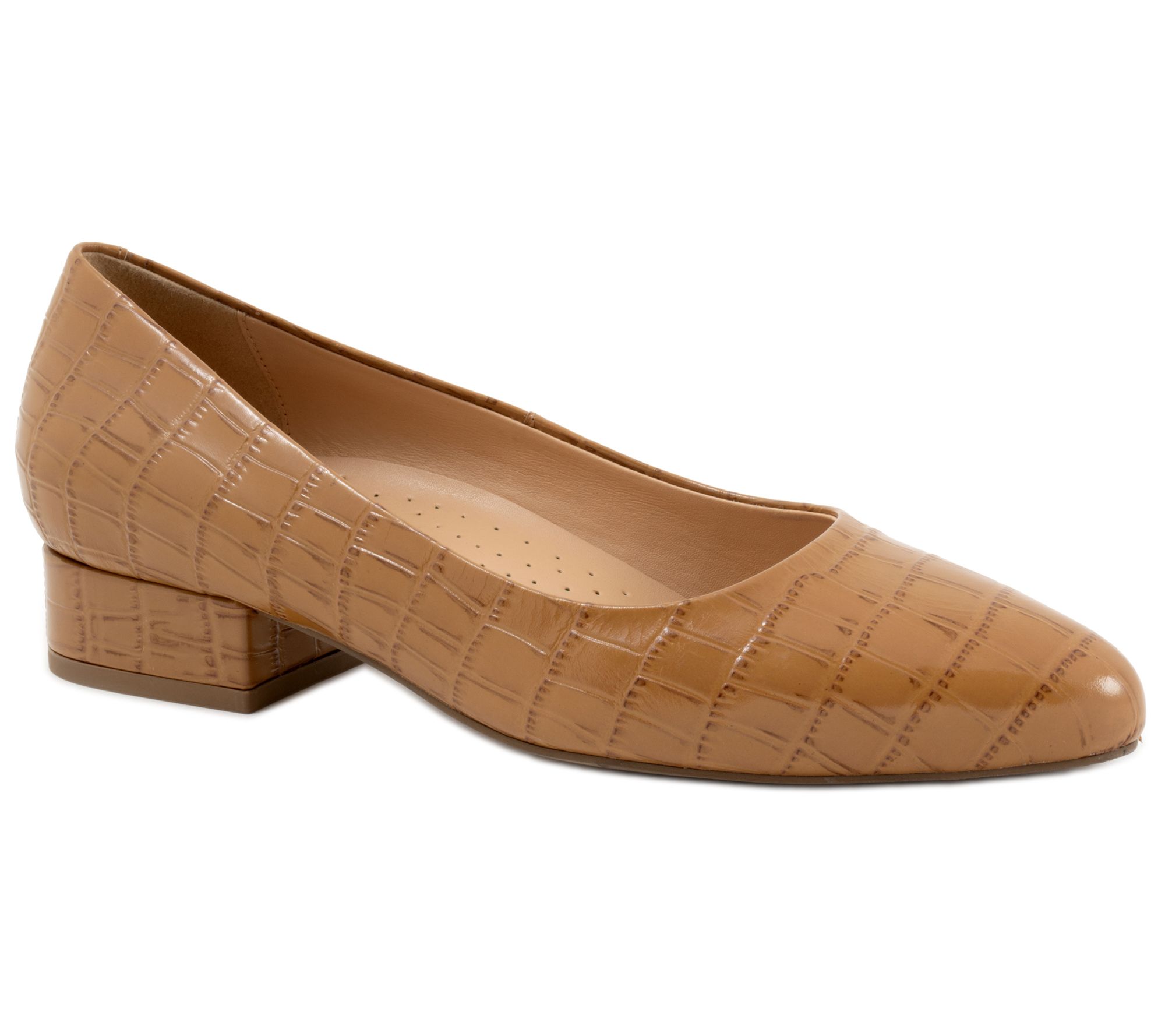 Trotters Leather Slip-On Mid Heel Pumps - Jewel