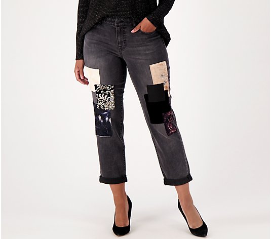 LOGO by Lori Goldstein Limited Edition Velvet Patchwork Jeans